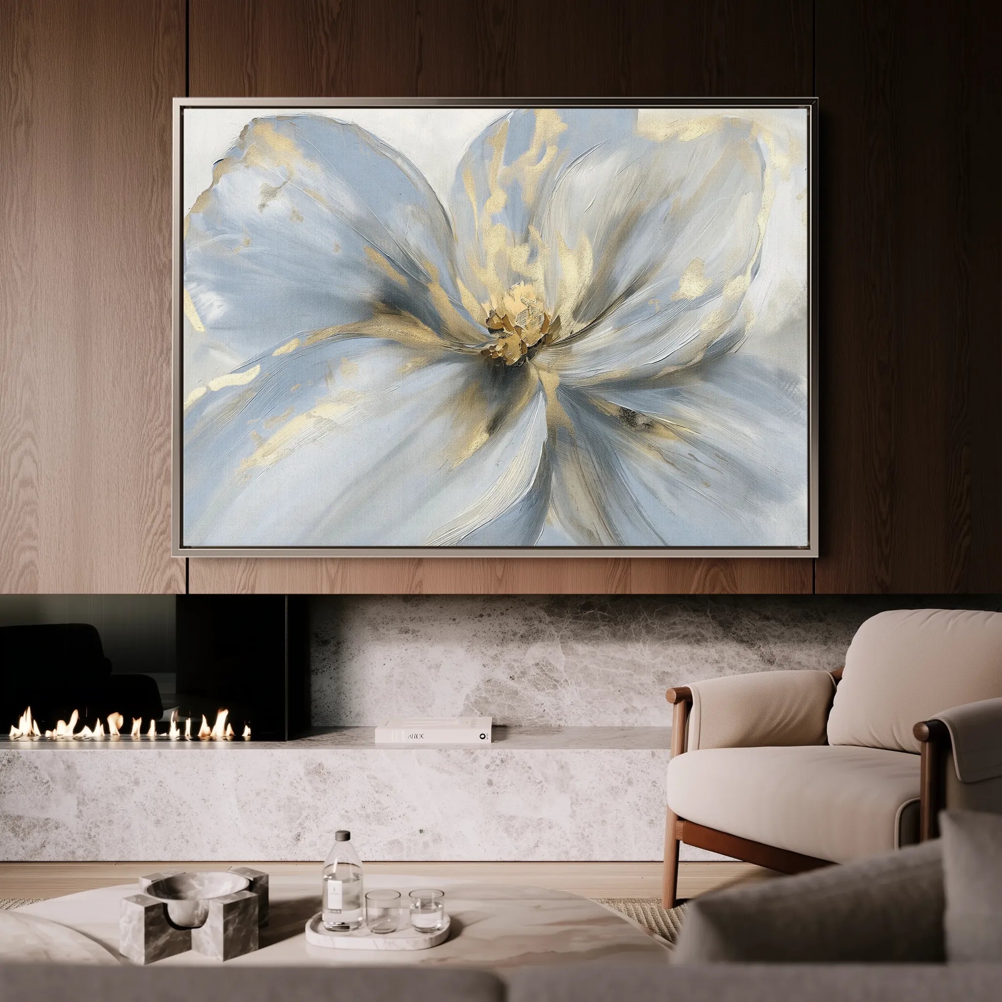 Floral 120 Canvas Art 18" x 24" / 45 x 60 cm / Black