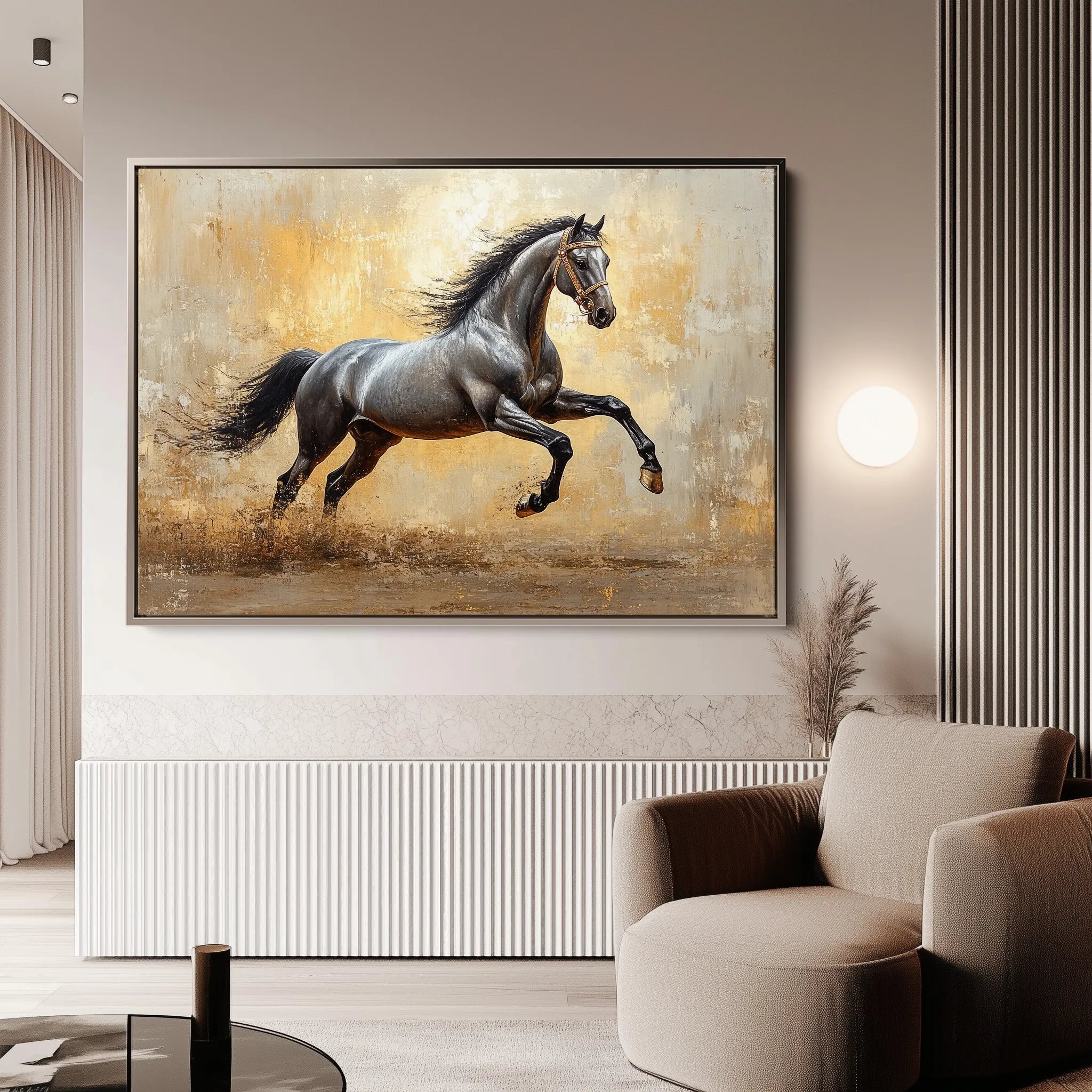 Horses 120 Canvas Art 18" x 24" / 45 x 60 cm / Black
