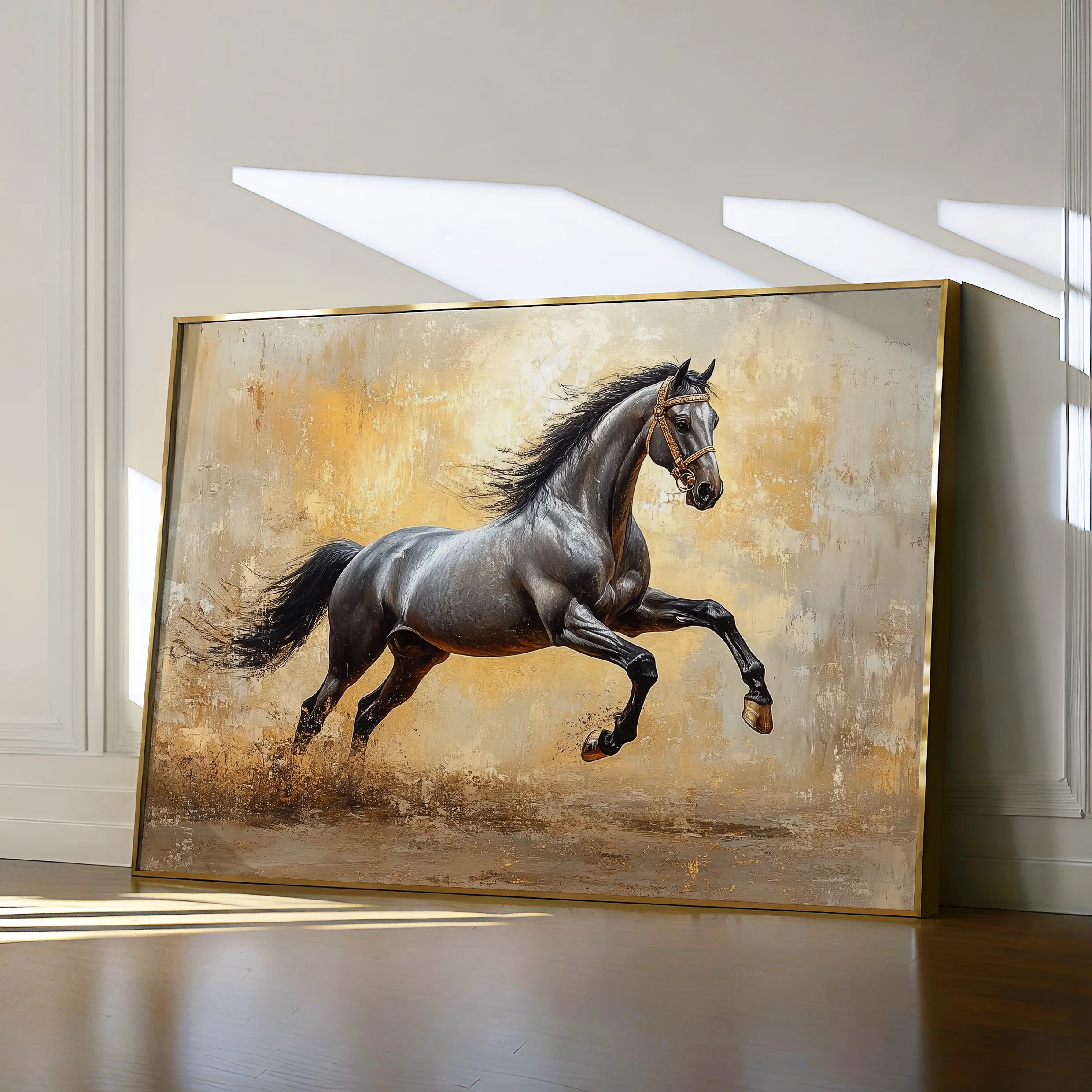 Horses 120 Canvas Art 18" x 24" / 45 x 60 cm / Black