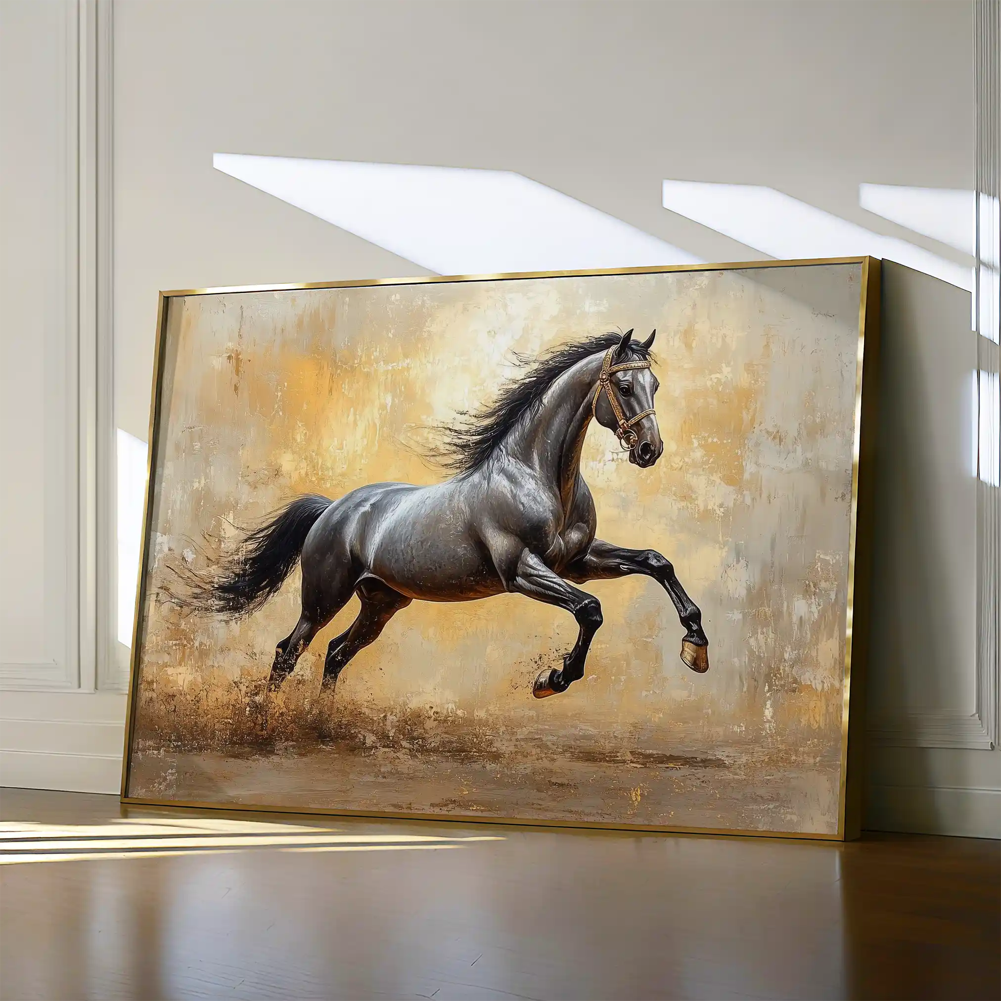 Horses 120 Canvas Art 60 x 40 cm / Black