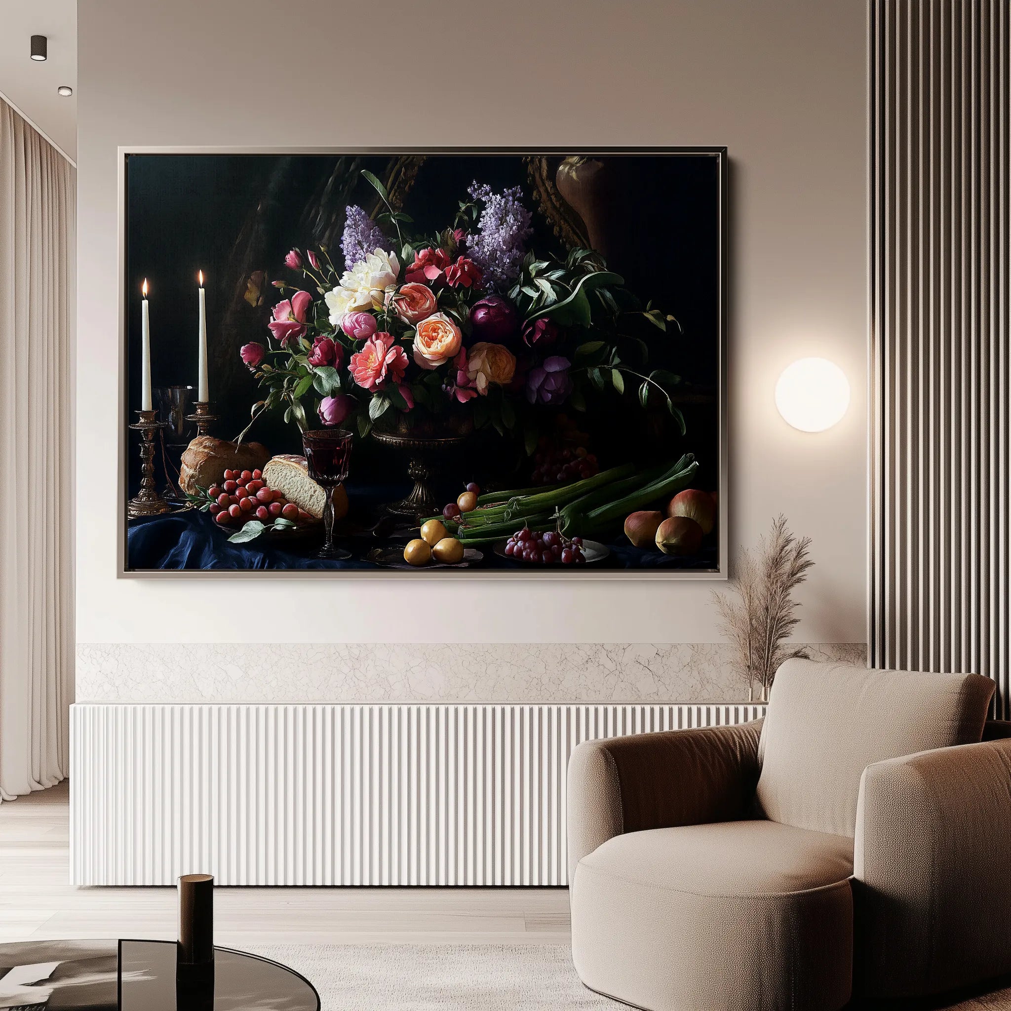 Floral 1202 Canvas Art 18" x 24" / 45 x 60 cm / Black