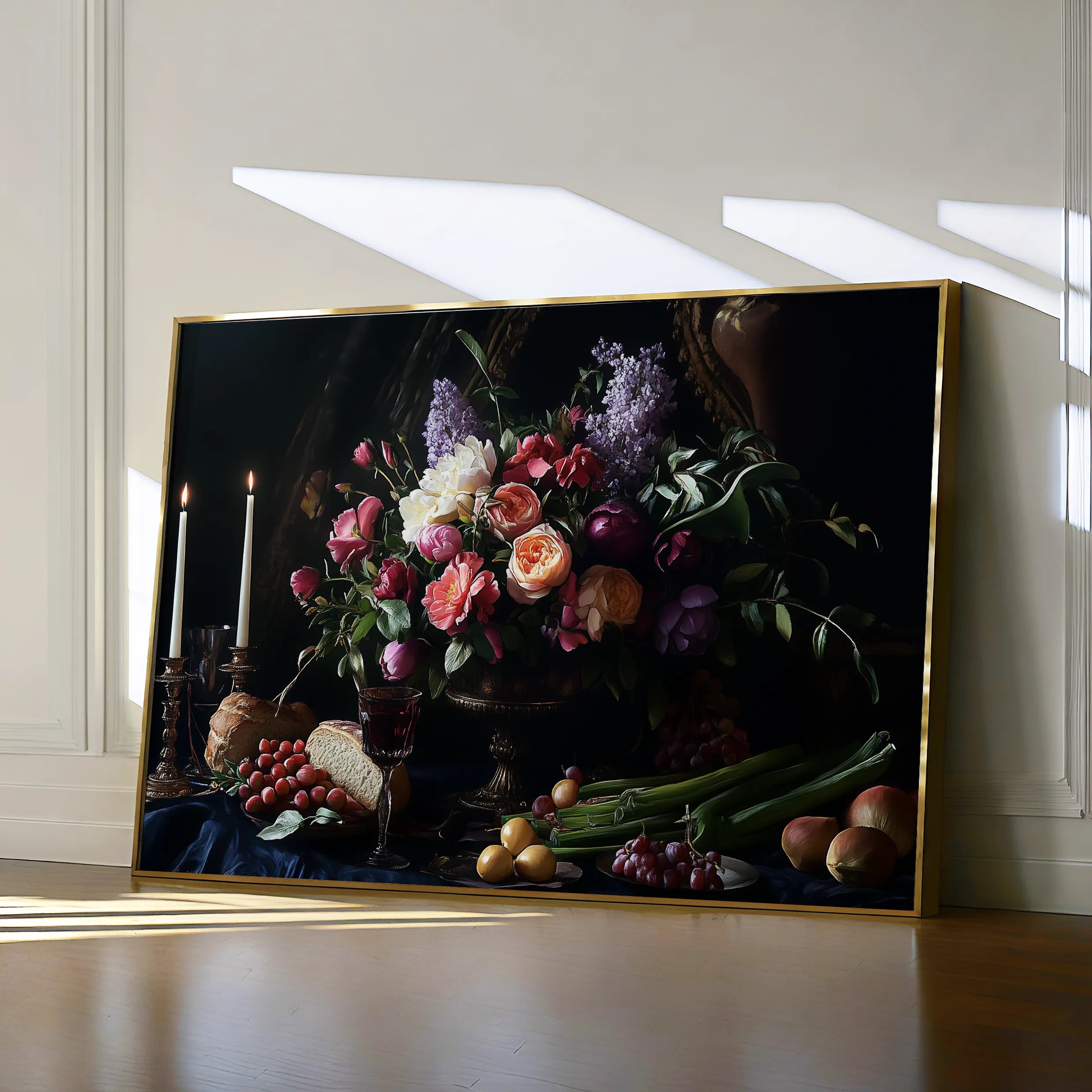 Floral 1202 Canvas Art 18" x 24" / 45 x 60 cm / Black