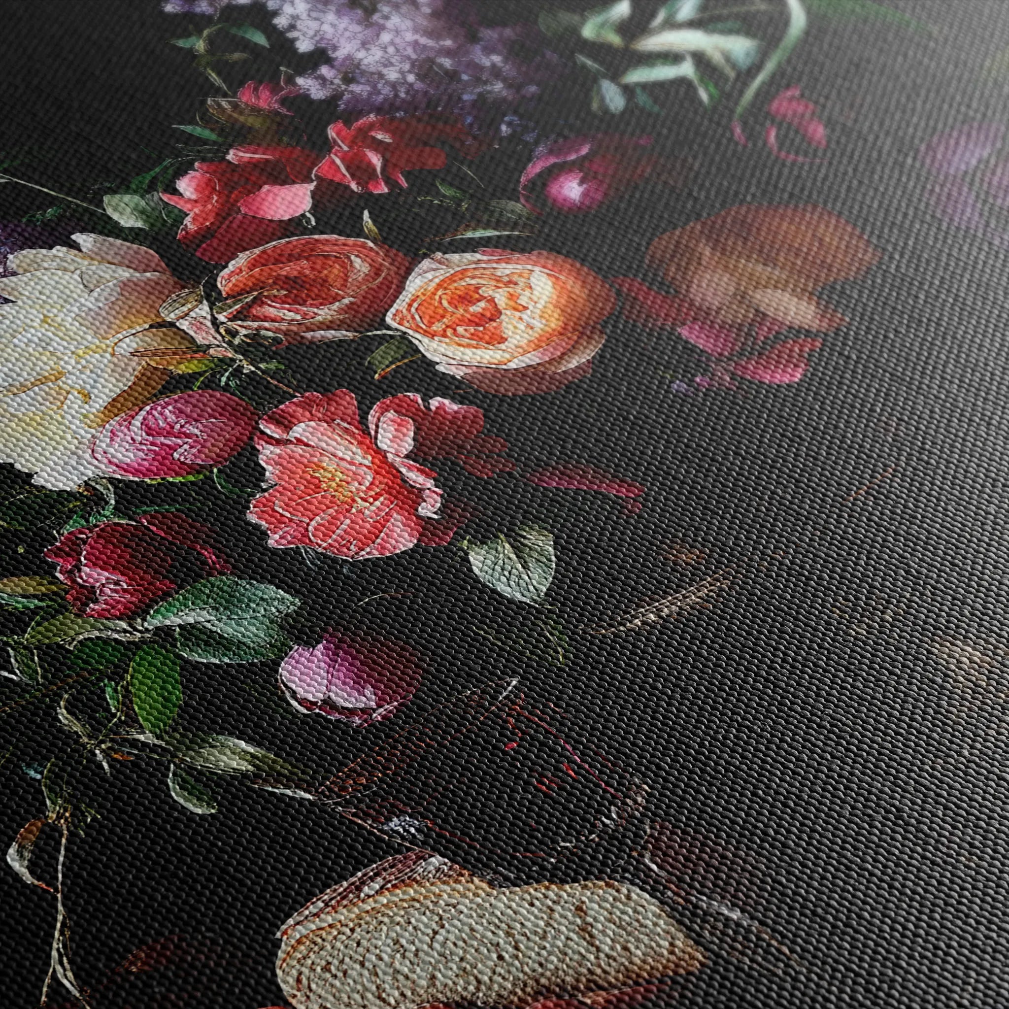 Floral 1202 Canvas Art 18" x 24" / 45 x 60 cm / Black