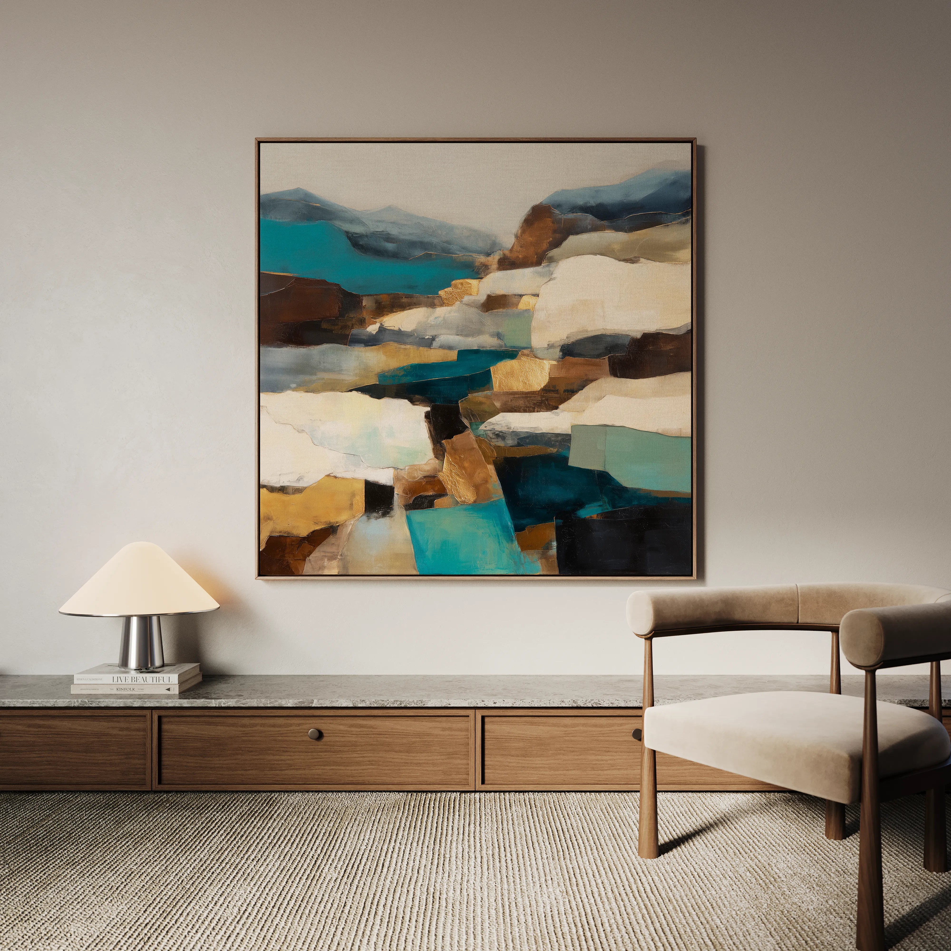 Abstract 1203 Canvas Art 16" x 16" / 40 x 40 cm / Black