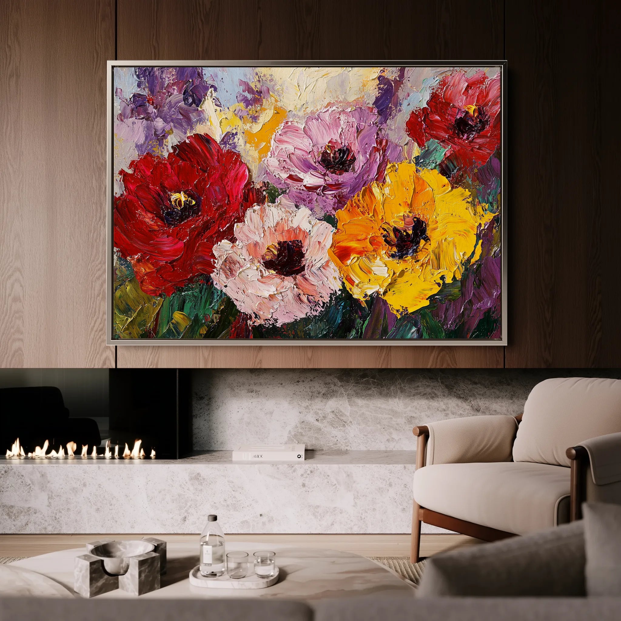 Floral 1205 Canvas Art 18" x 24" / 45 x 60 cm / Black