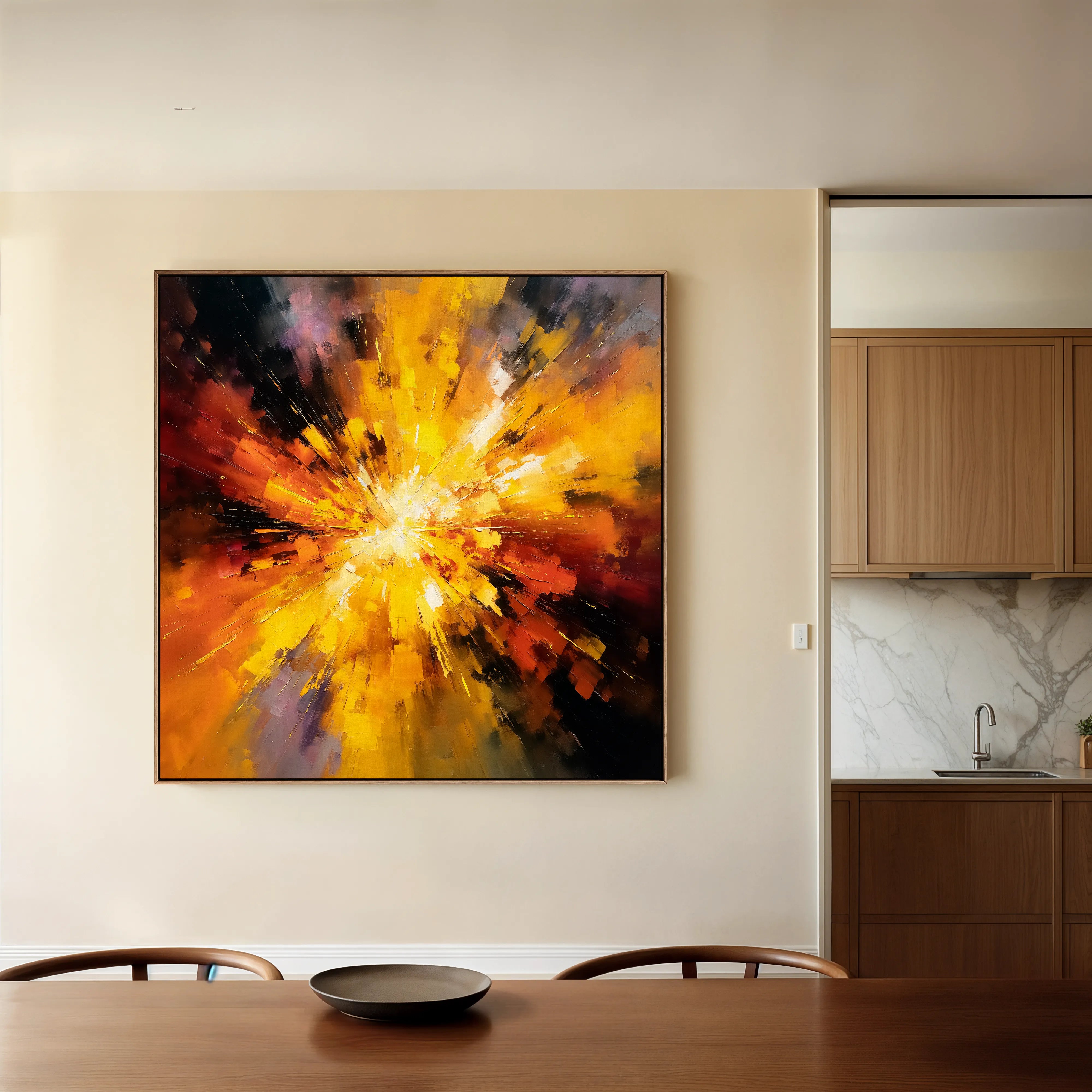 Abstract 1206 Canvas Art 16" x 16" / 40 x 40 cm / Black