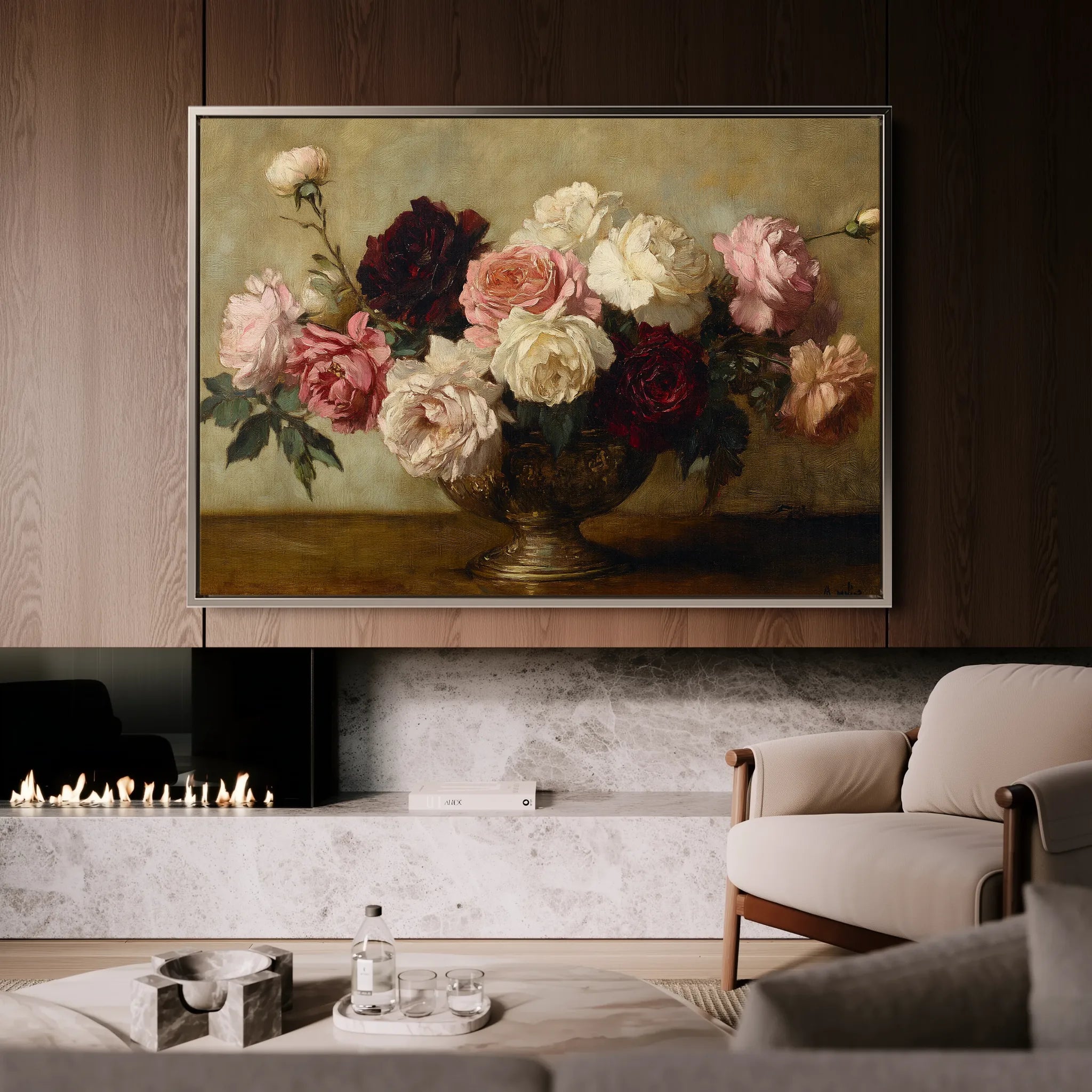 Floral 1206 Canvas Art 18" x 24" / 45 x 60 cm / Black