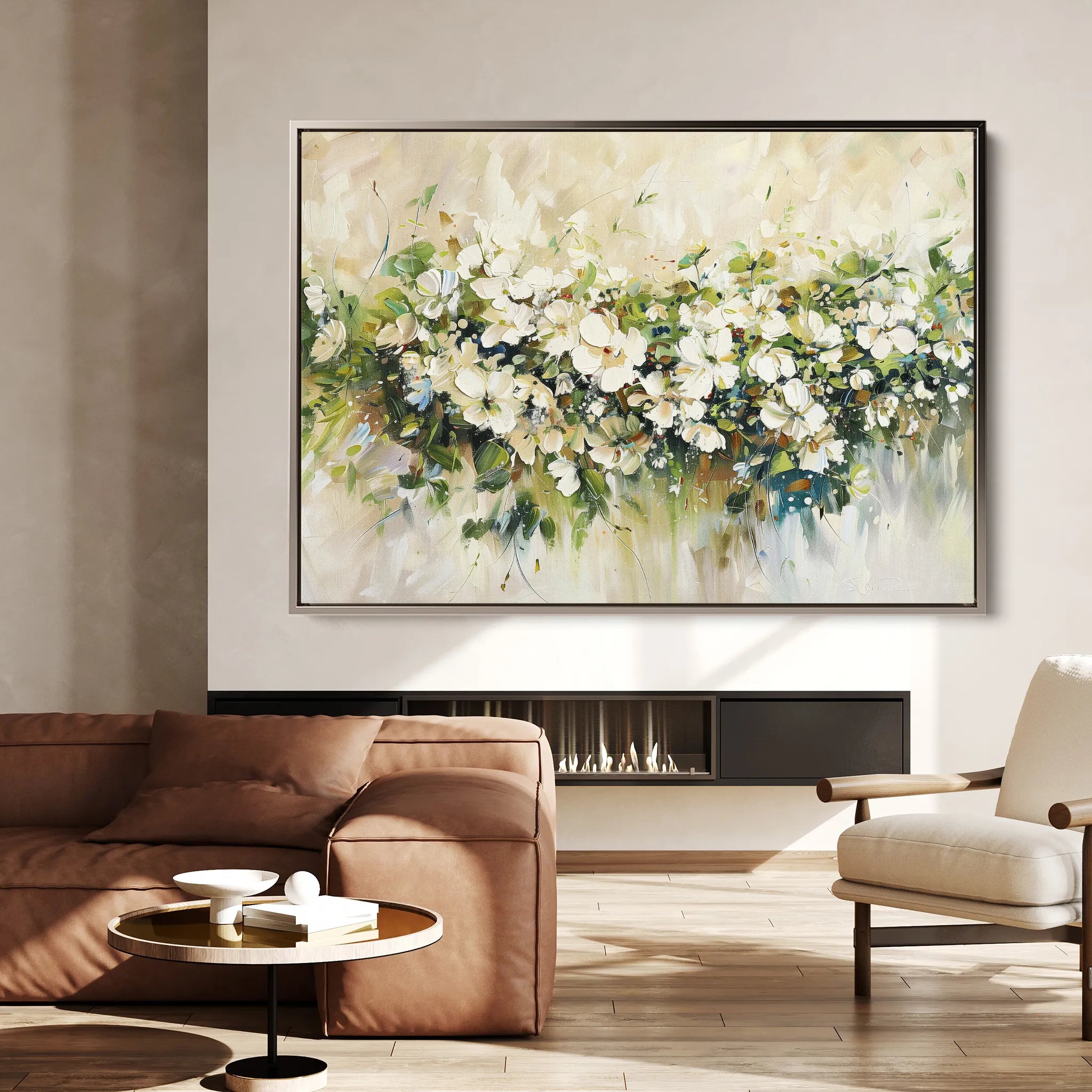 Floral 121 Canvas Art 18" x 24" / 45 x 60 cm / Black