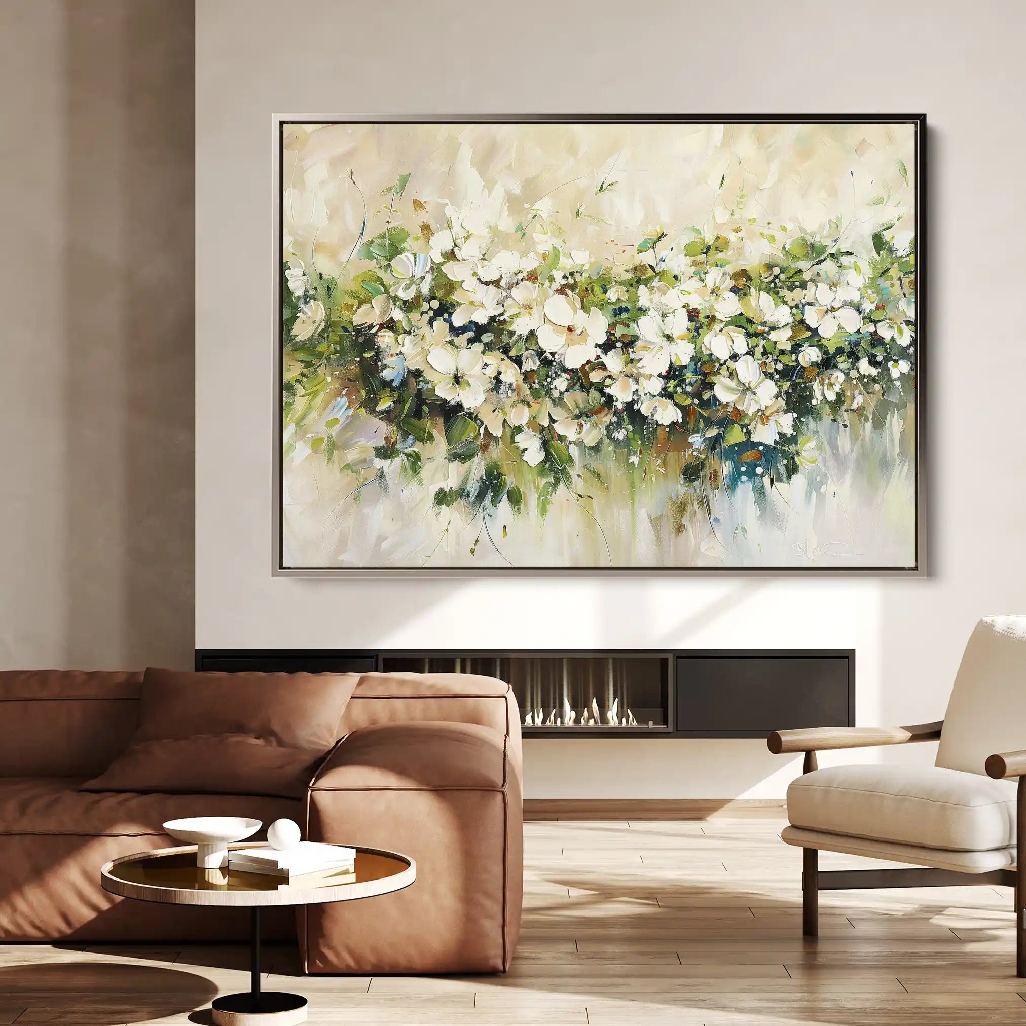 Floral 121 Canvas Art 18" x 24" / 45 x 60 cm / Black