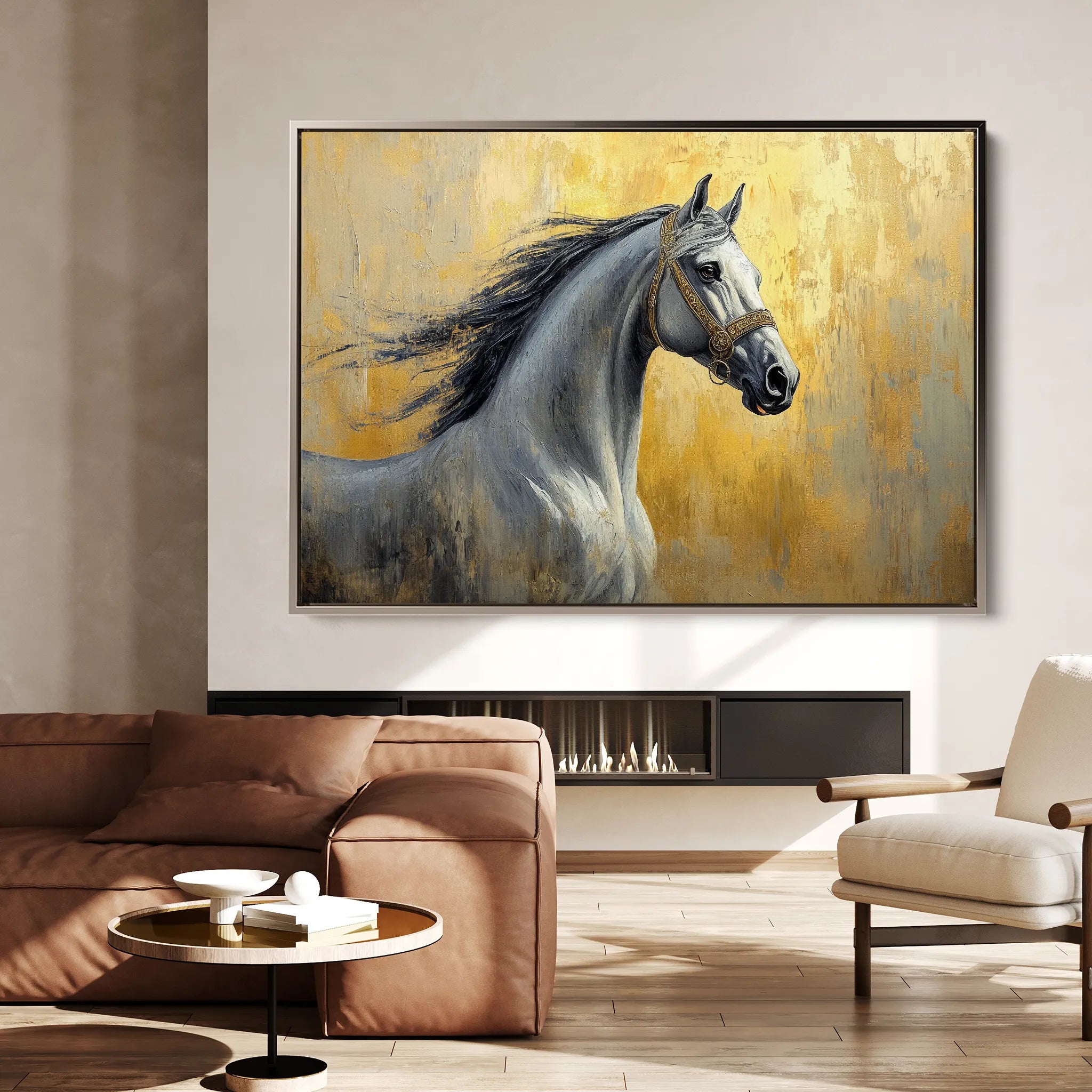 Horses 121 Canvas Art 18" x 24" / 45 x 60 cm / Black