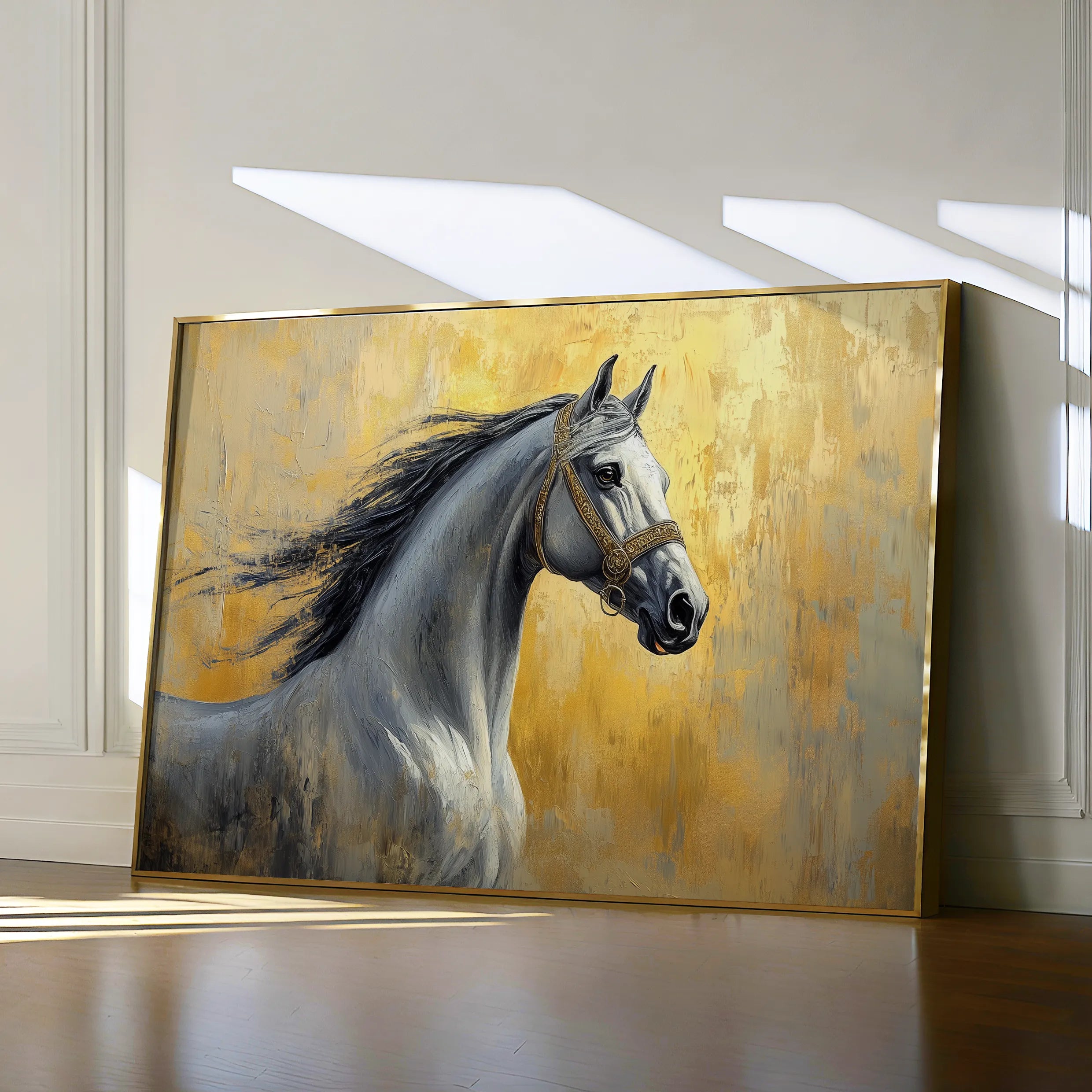 Horses 121 Canvas Art 18" x 24" / 45 x 60 cm / Black