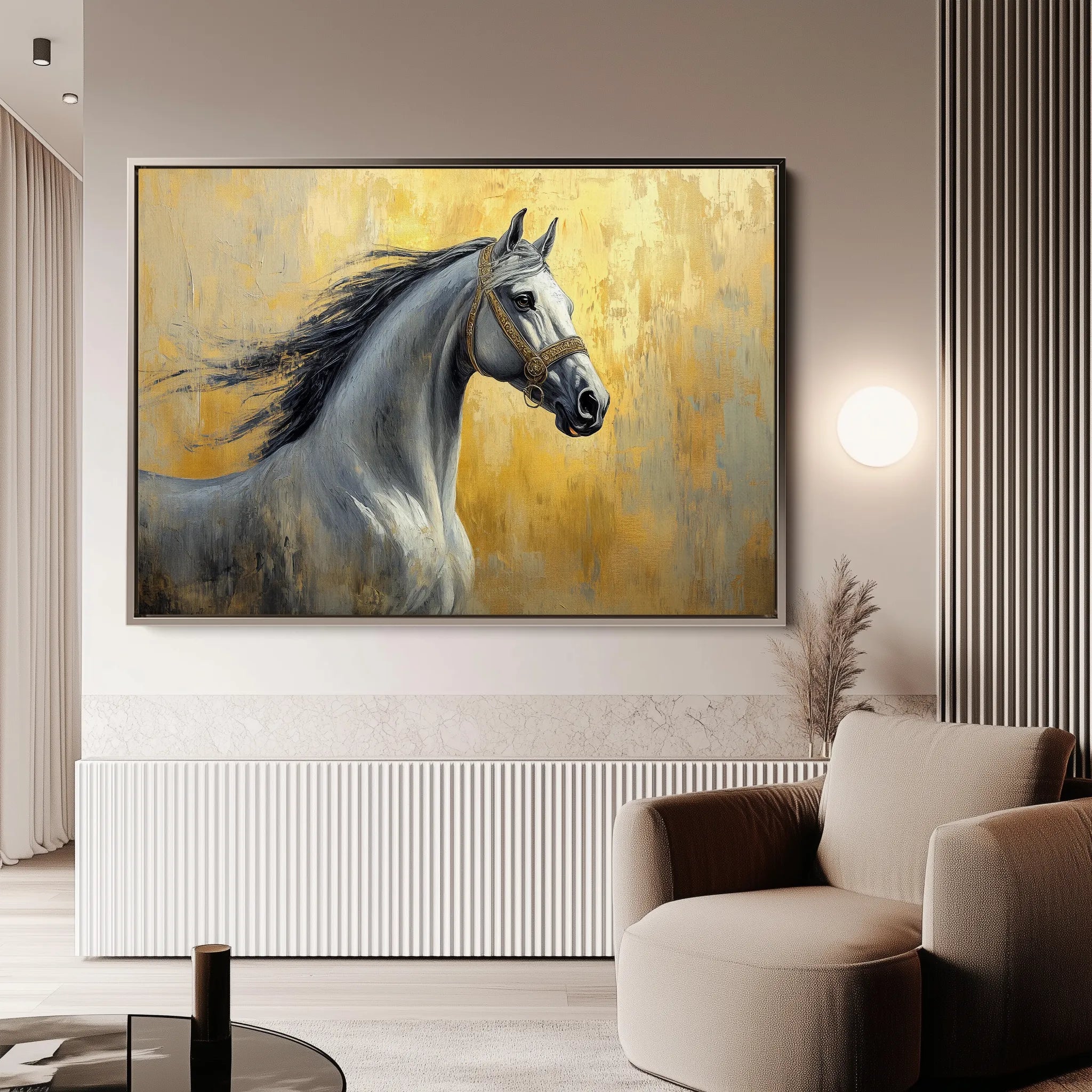 Horses 121 Canvas Art 18" x 24" / 45 x 60 cm / Black