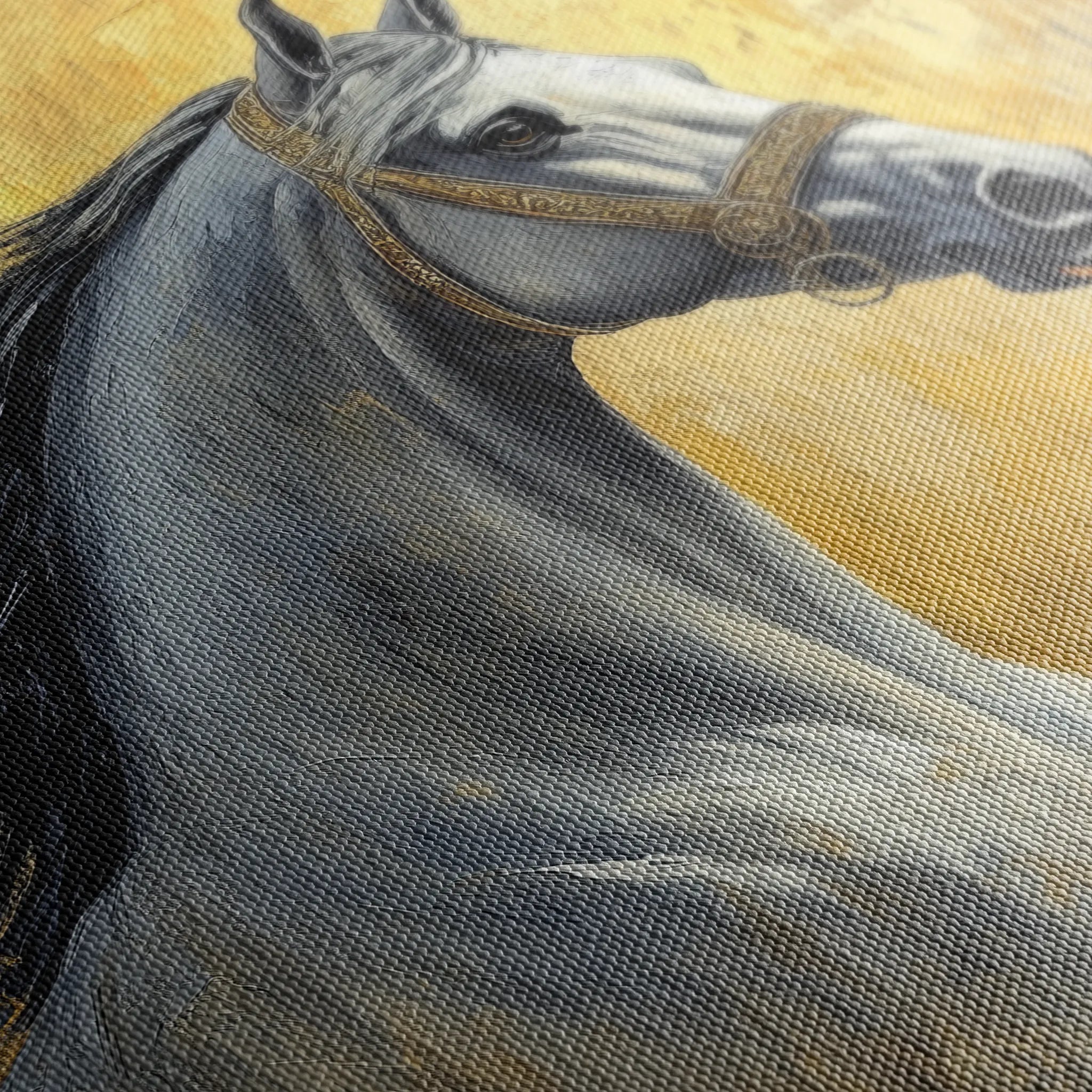 Horses 121 Canvas Art 18" x 24" / 45 x 60 cm / Black