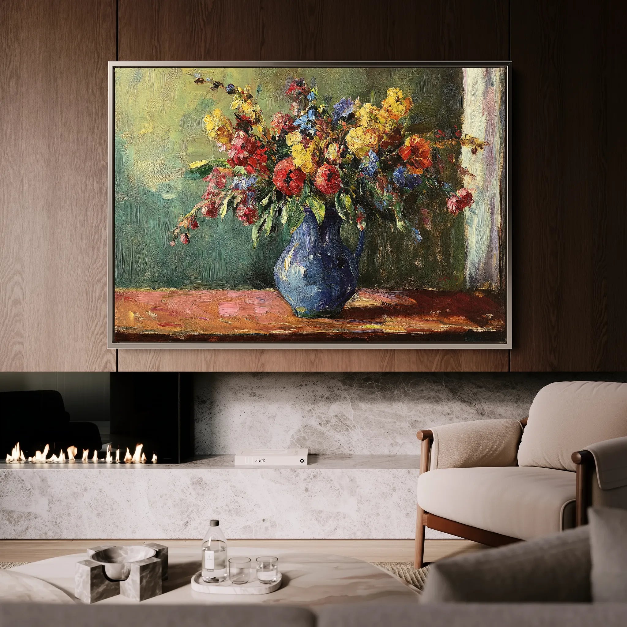 Floral 1211 Canvas Art 18" x 24" / 45 x 60 cm / Black
