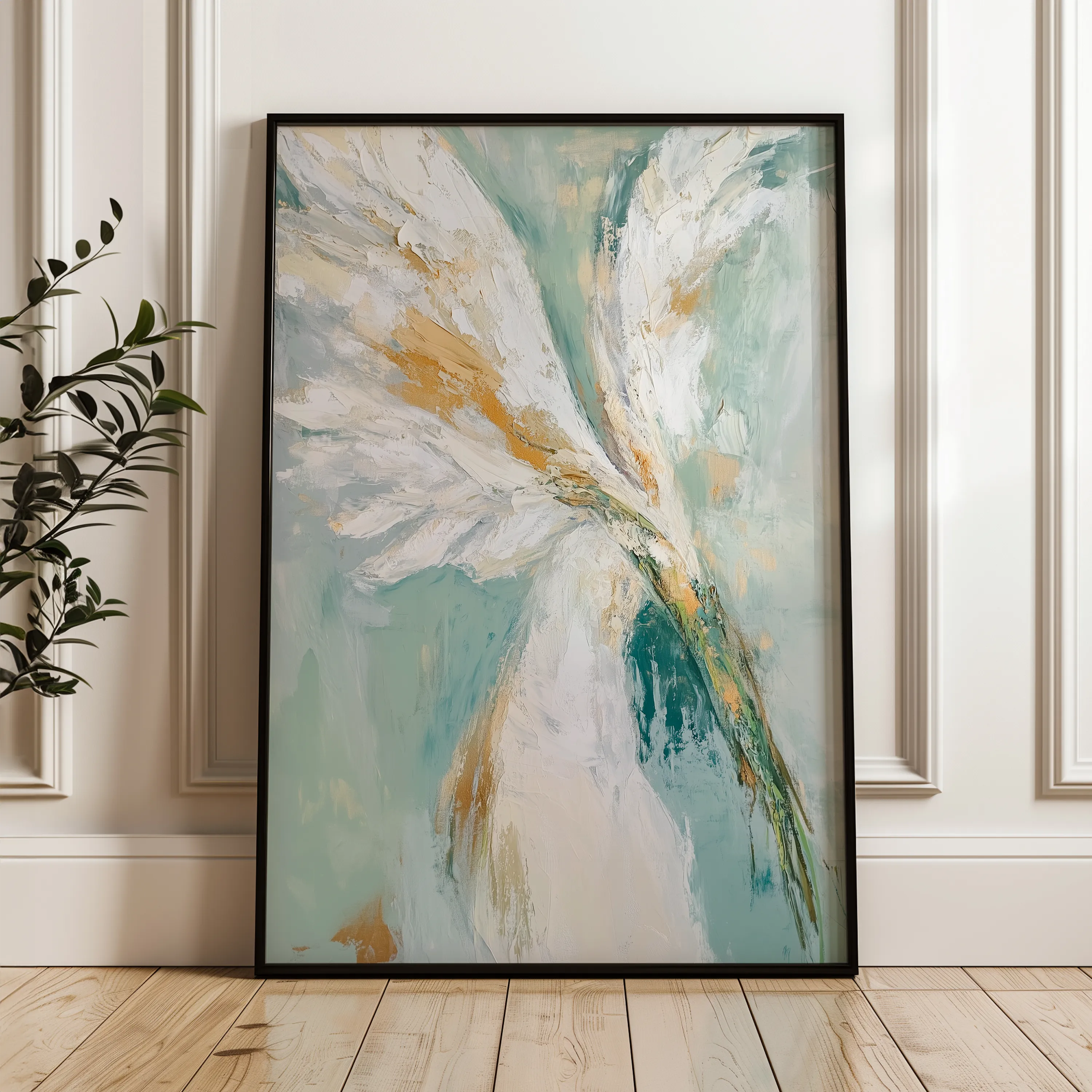 Floral 1212 Canvas Art 18" x 24" / 45 x 60 cm / Black