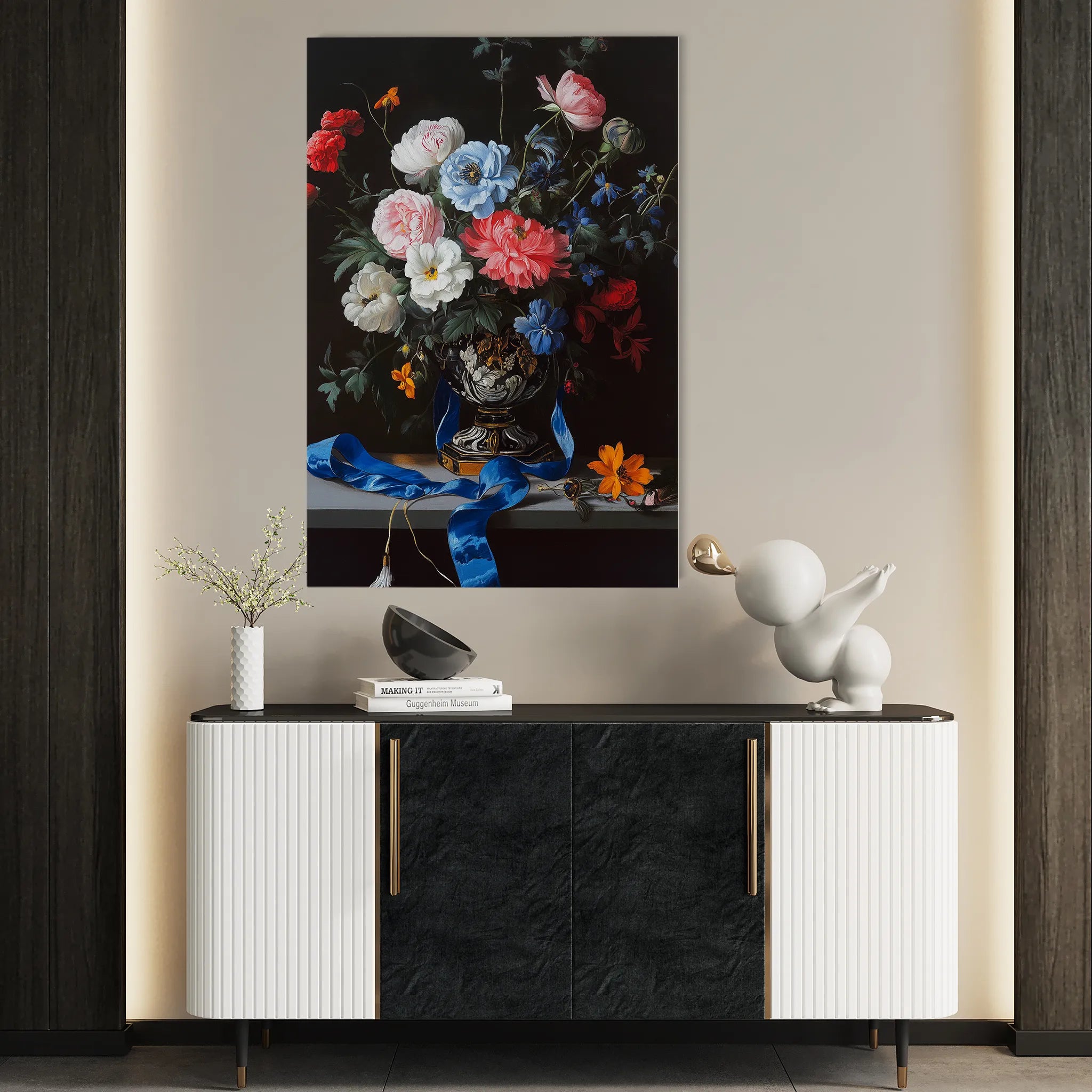 Floral 1213 Canvas Art 18" x 24" / 45 x 60 cm / Black