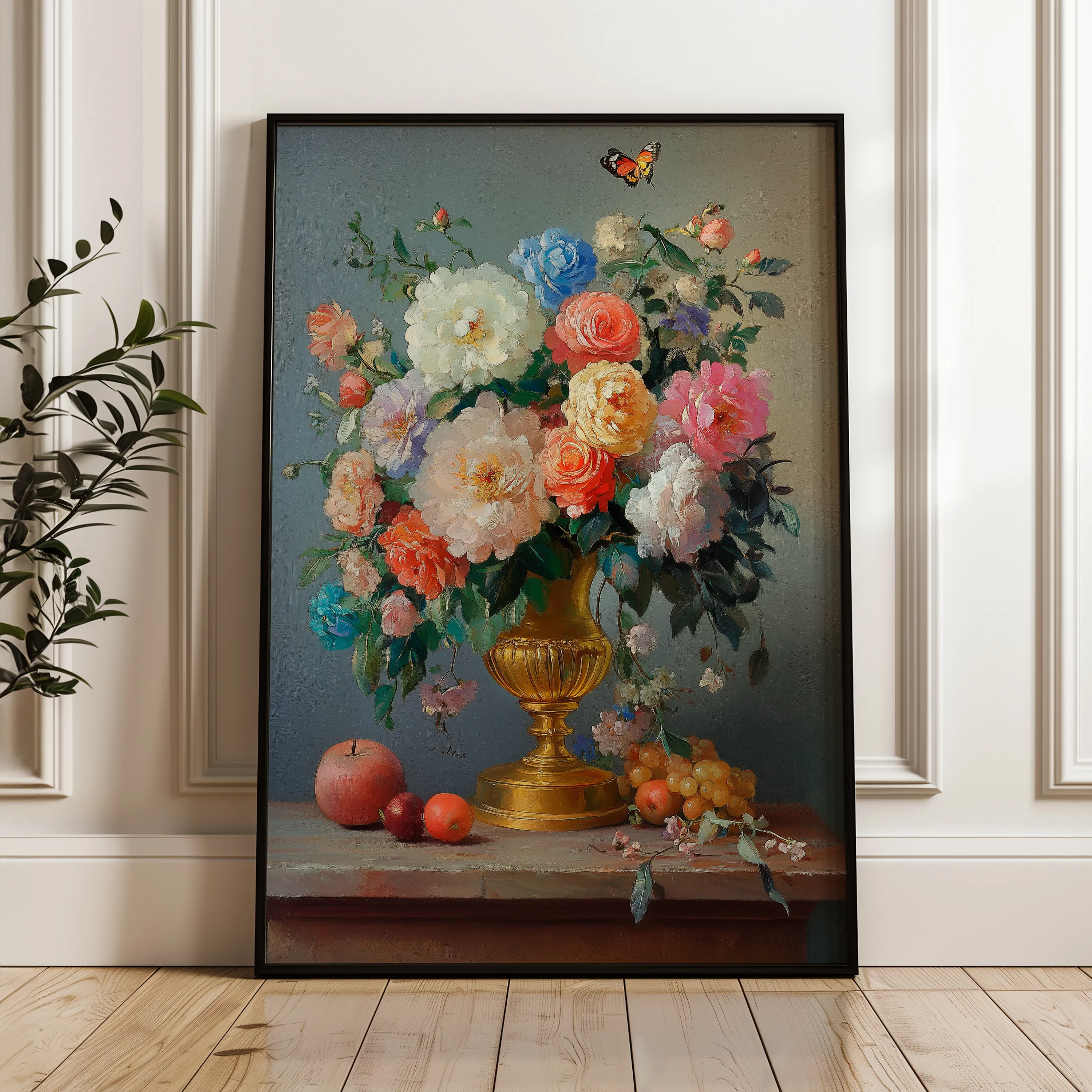 Floral 1214 Canvas Art 18" x 24" / 45 x 60 cm / Black