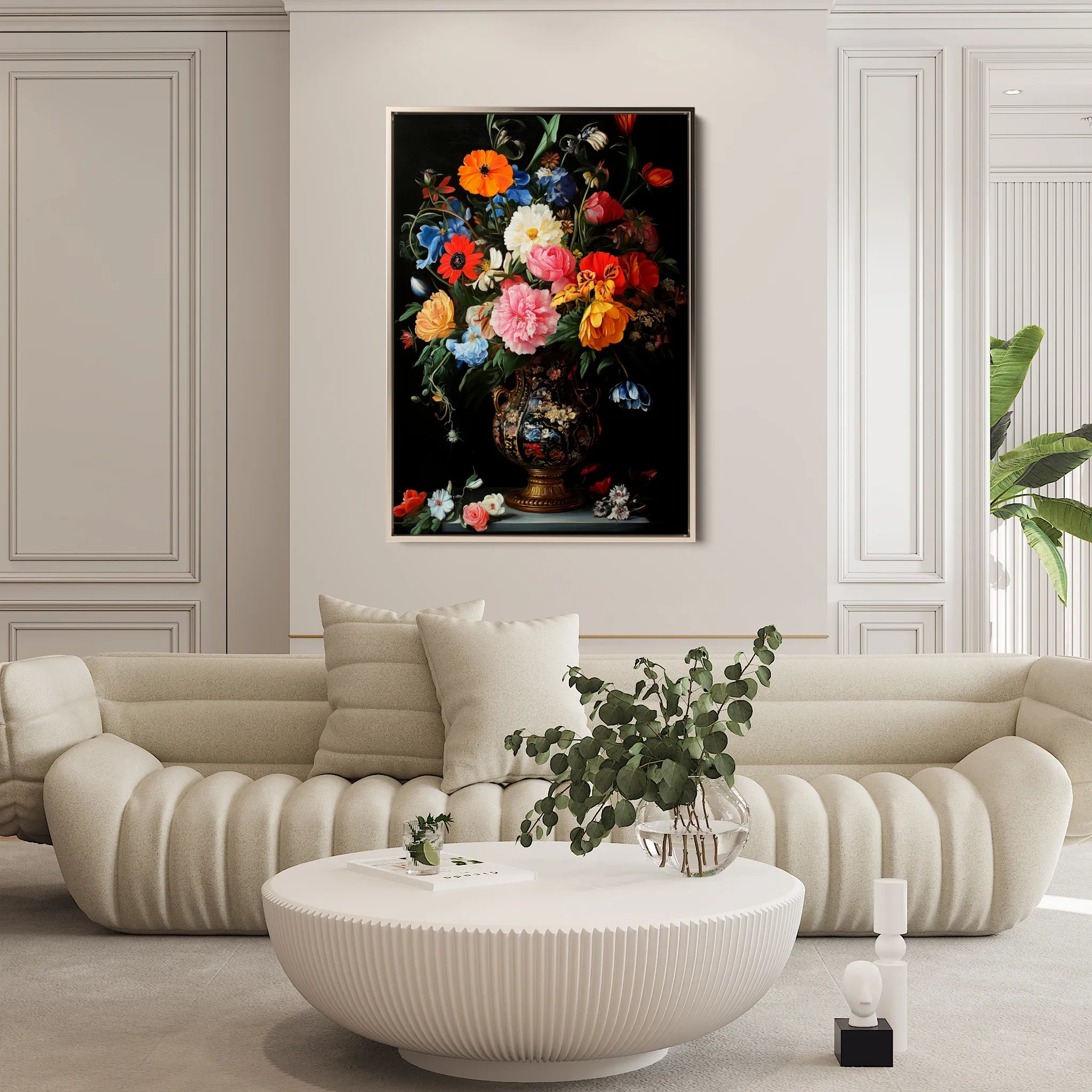 Floral 1215 Canvas Art 18" x 24" / 45 x 60 cm / Black