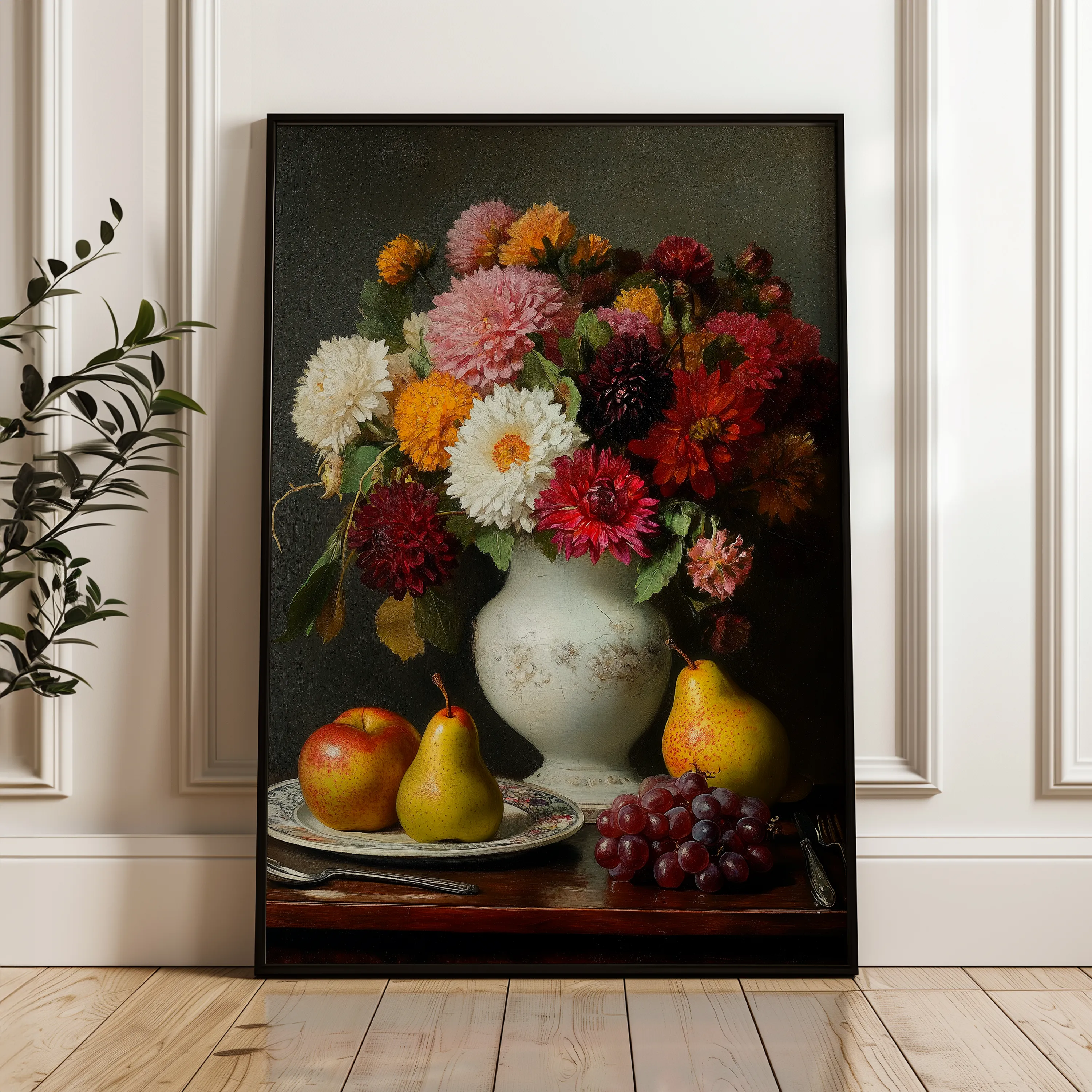 Floral 1217 Canvas Art 18" x 24" / 45 x 60 cm / Black