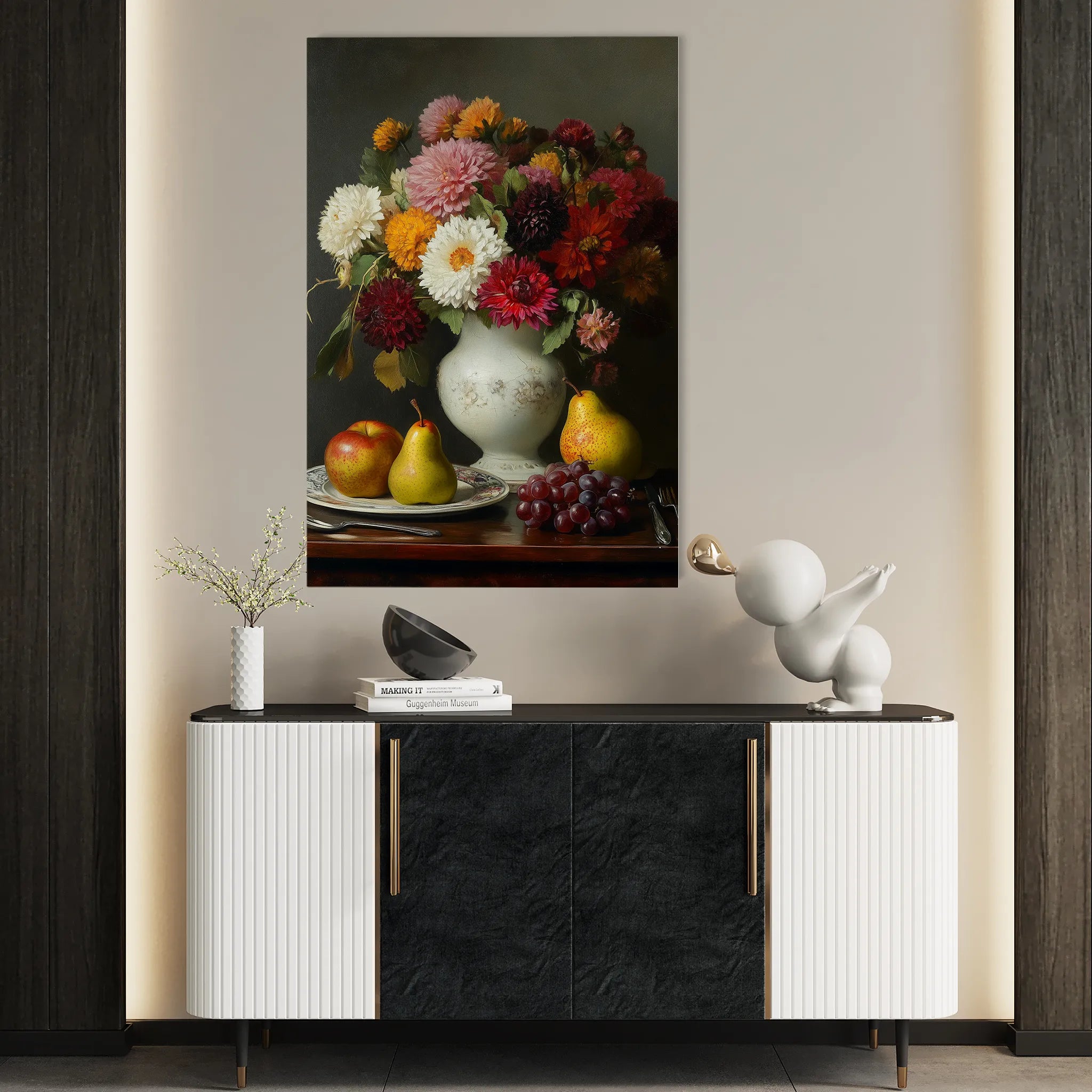 Floral 1217 Canvas Art 18" x 24" / 45 x 60 cm / Black