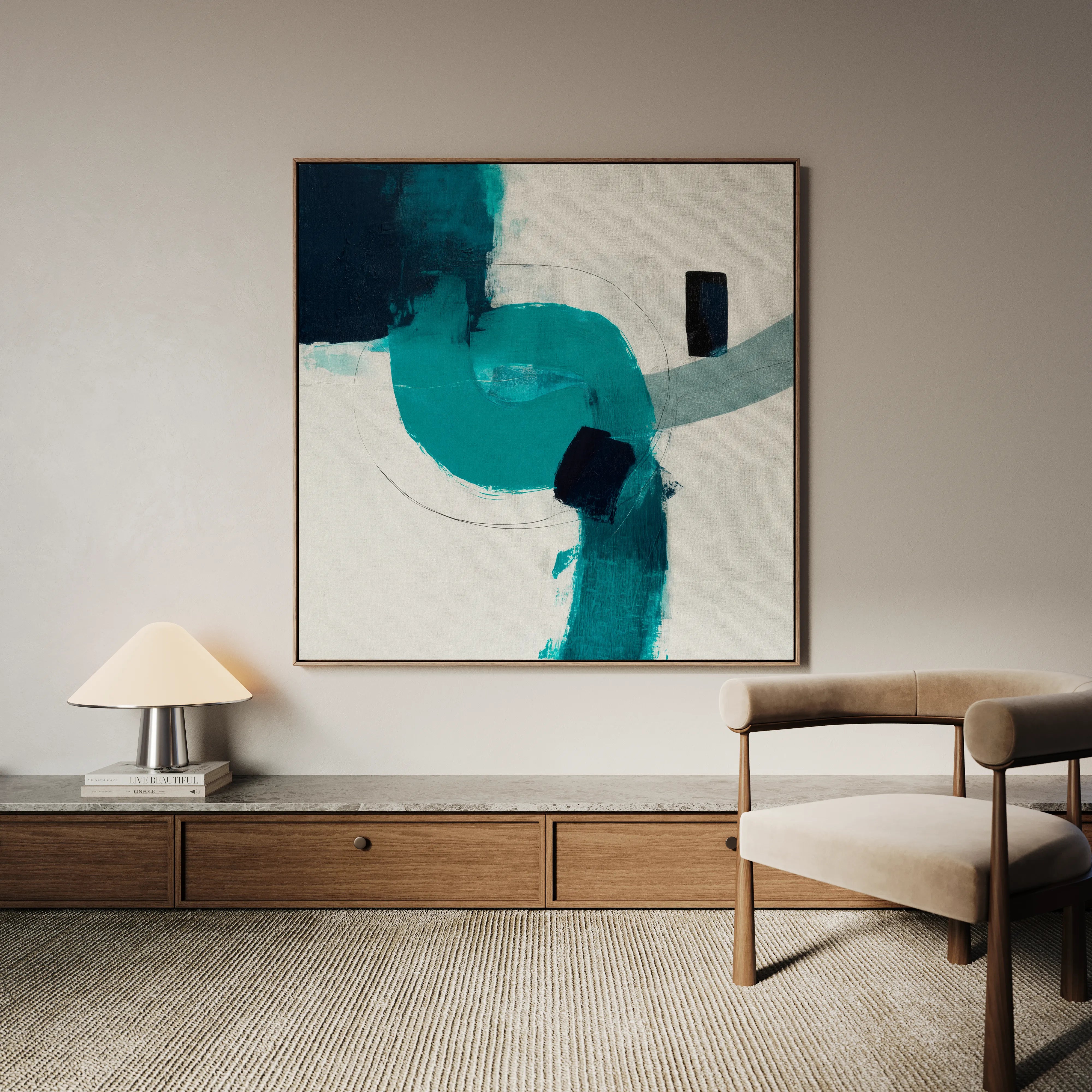 Abstract 1219 Canvas Art 16" x 16" / 40 x 40 cm / Black