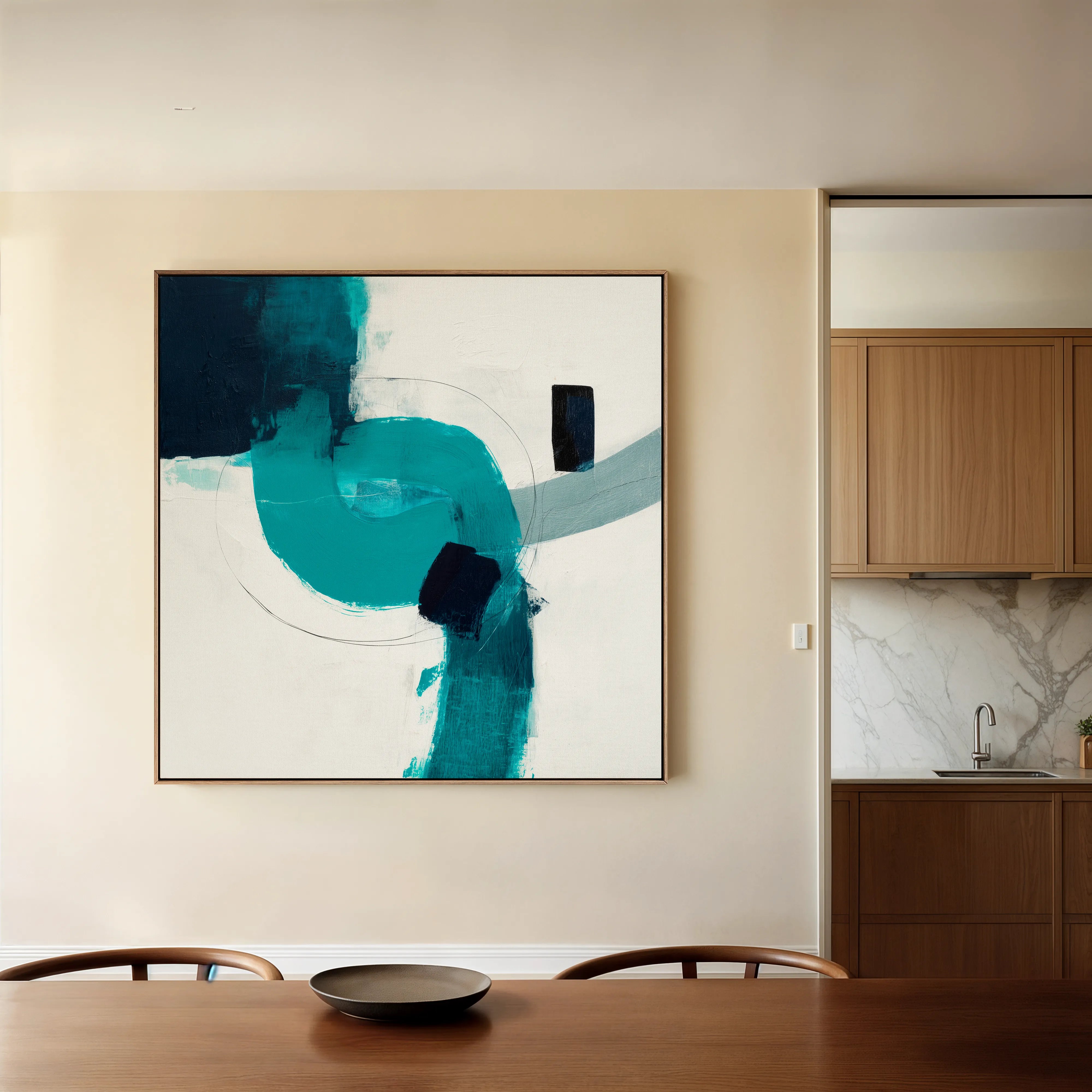 Abstract 1219 Canvas Art 16" x 16" / 40 x 40 cm / Black