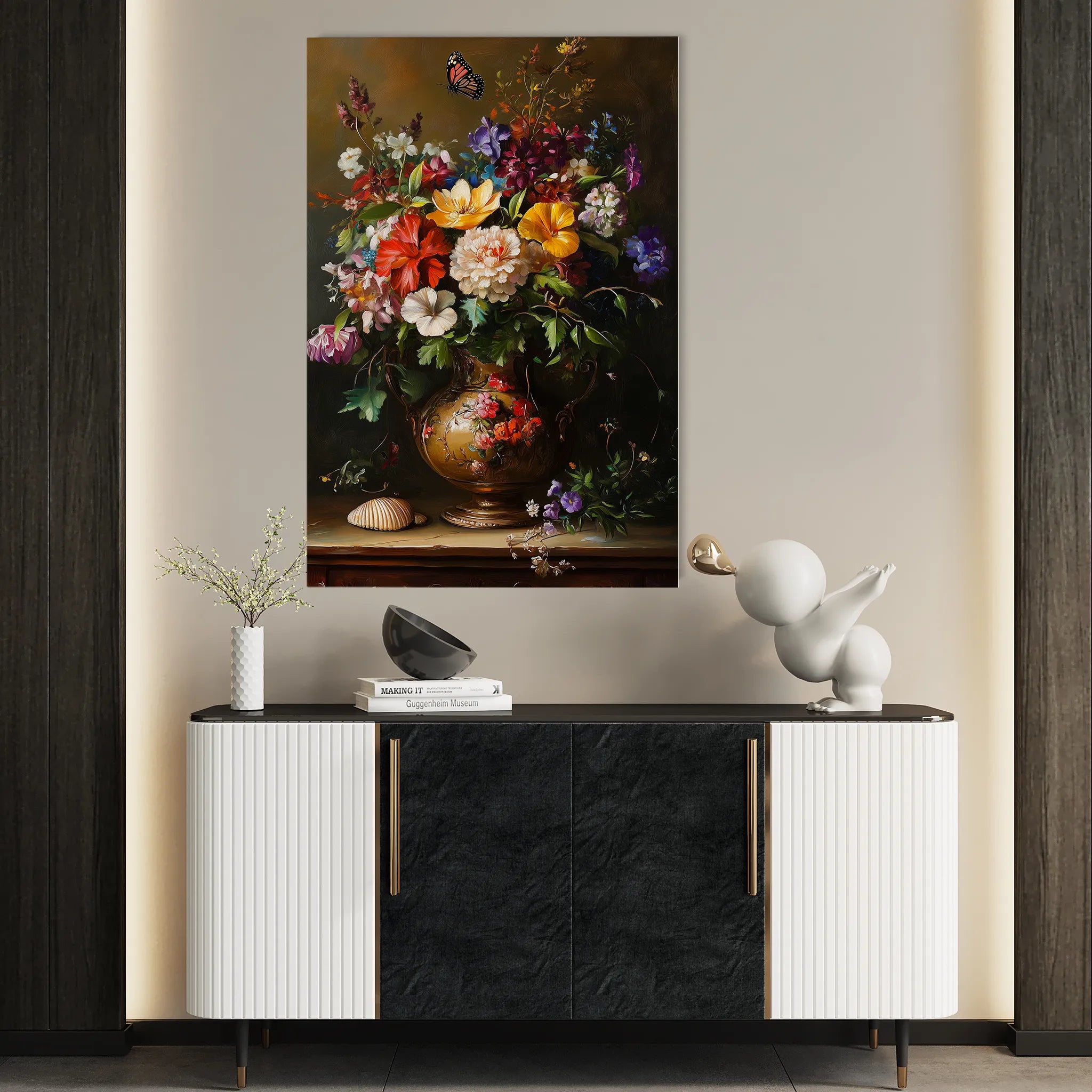 Floral 1219 Canvas Art 18" x 24" / 45 x 60 cm / Black
