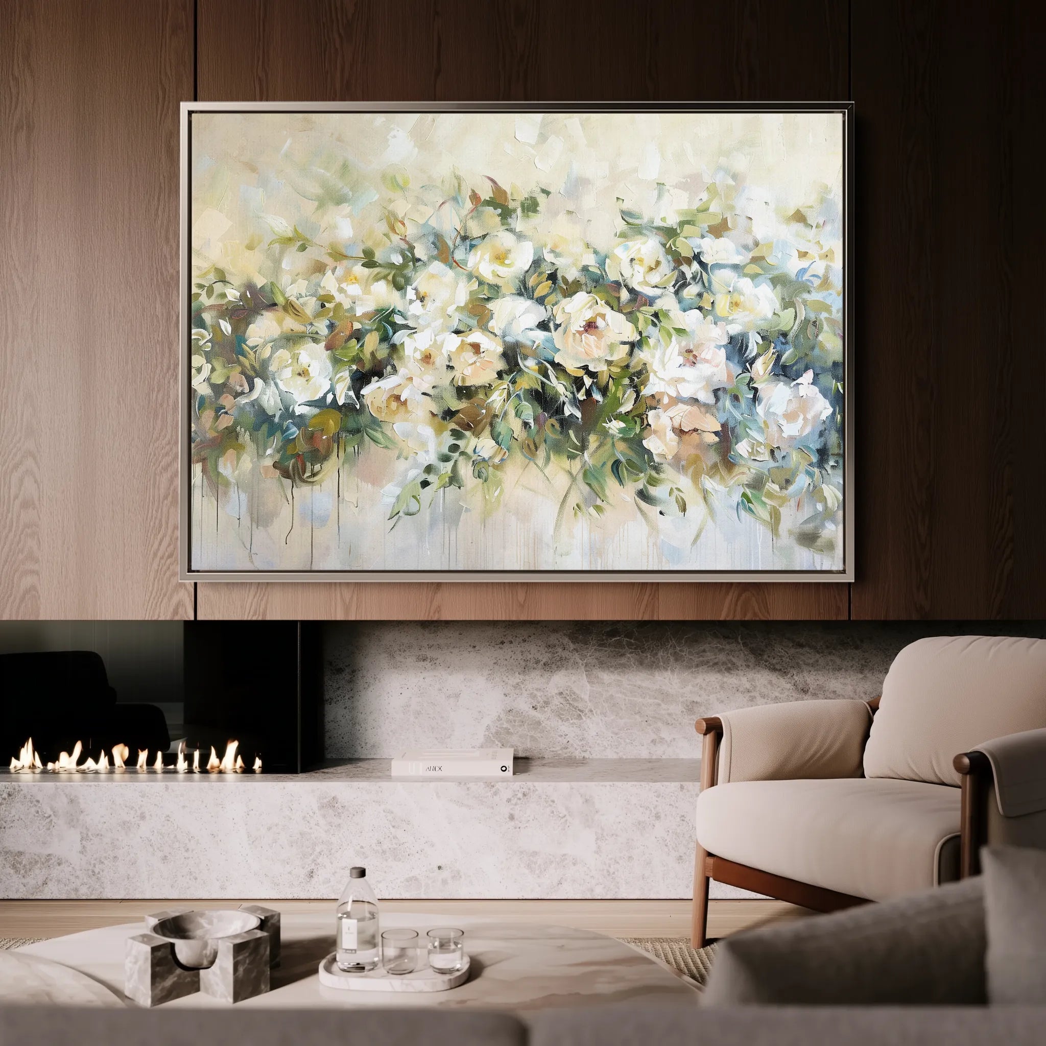 Floral 122 Canvas Art 18" x 24" / 45 x 60 cm / Black