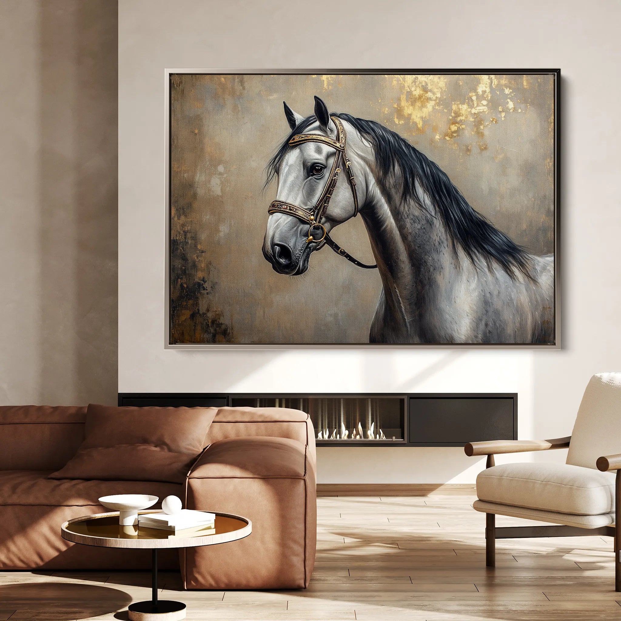 Horses 122 Canvas Art 18" x 24" / 45 x 60 cm / Black