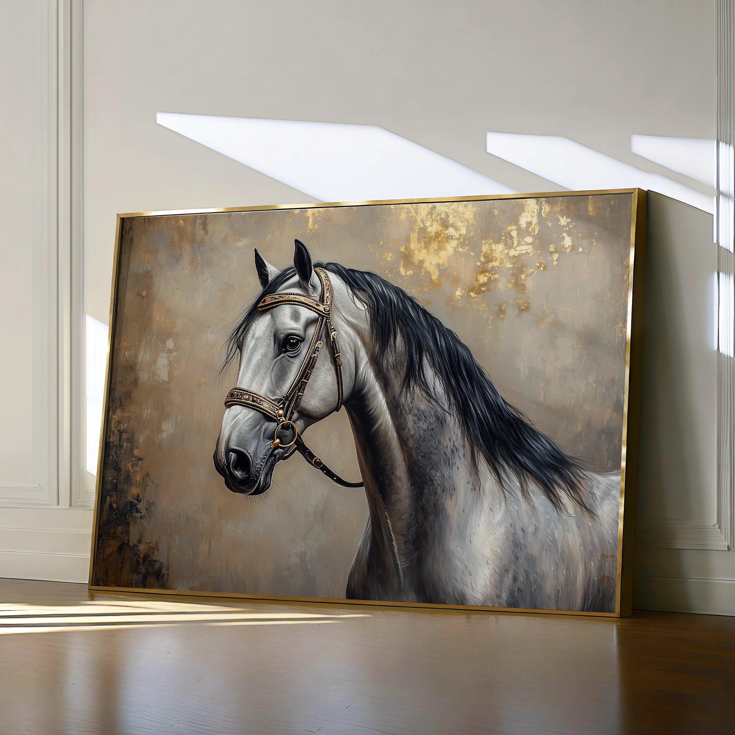 Horses 122 Canvas Art 18" x 24" / 45 x 60 cm / Black