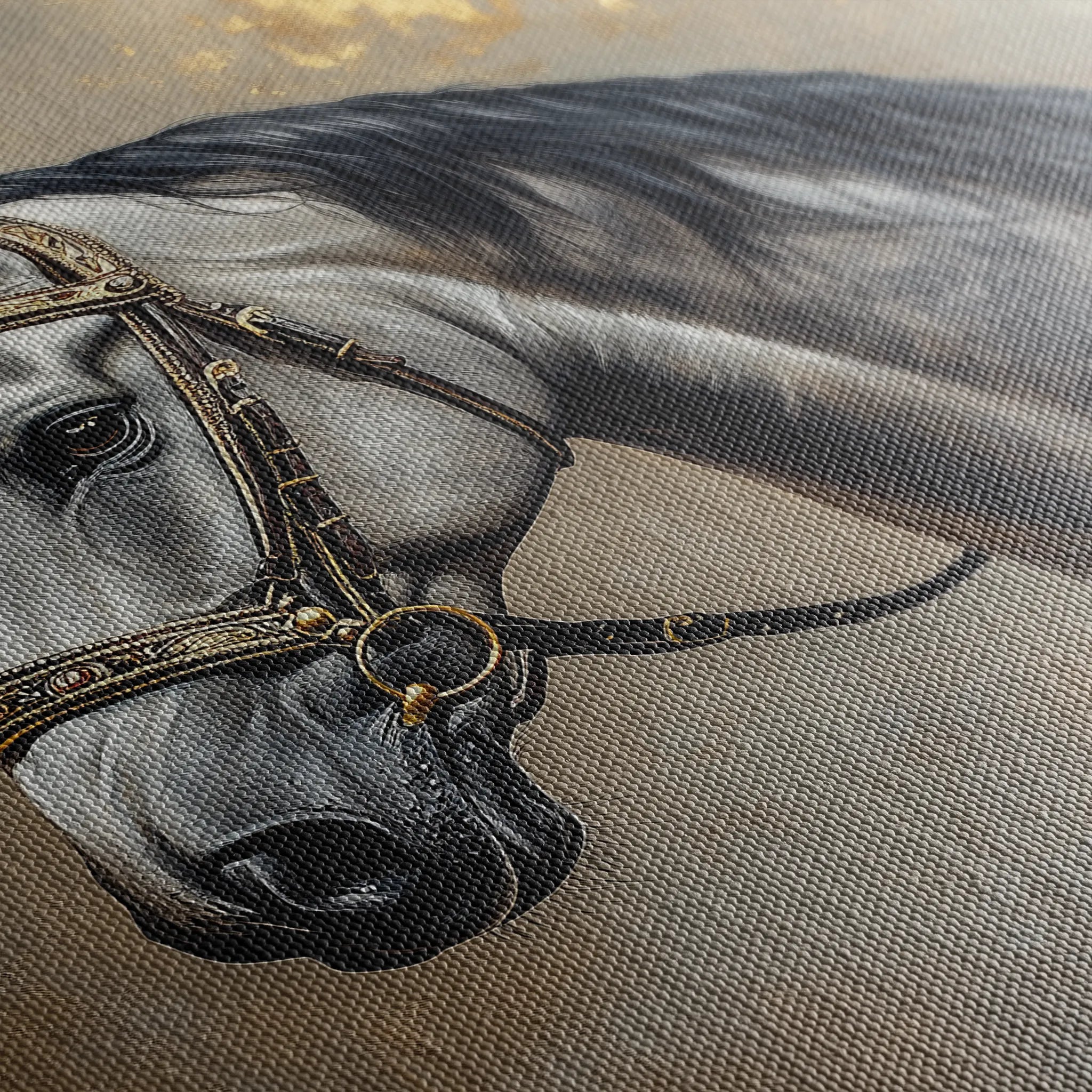 Horses 122 Canvas Art 18" x 24" / 45 x 60 cm / Black
