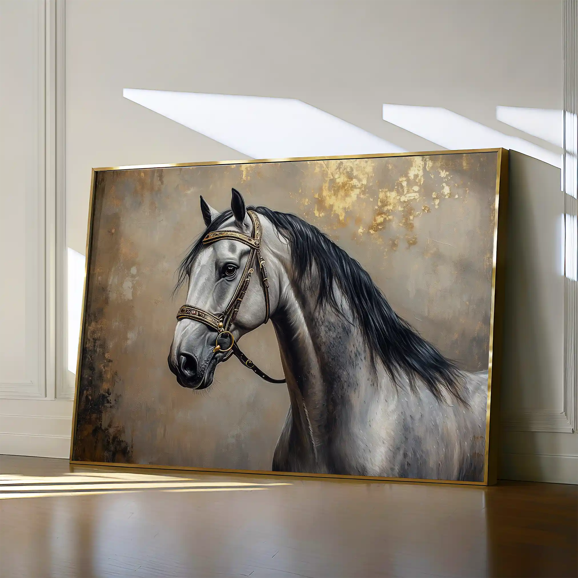 Horses 122 Canvas Art 60 x 40 cm / Black