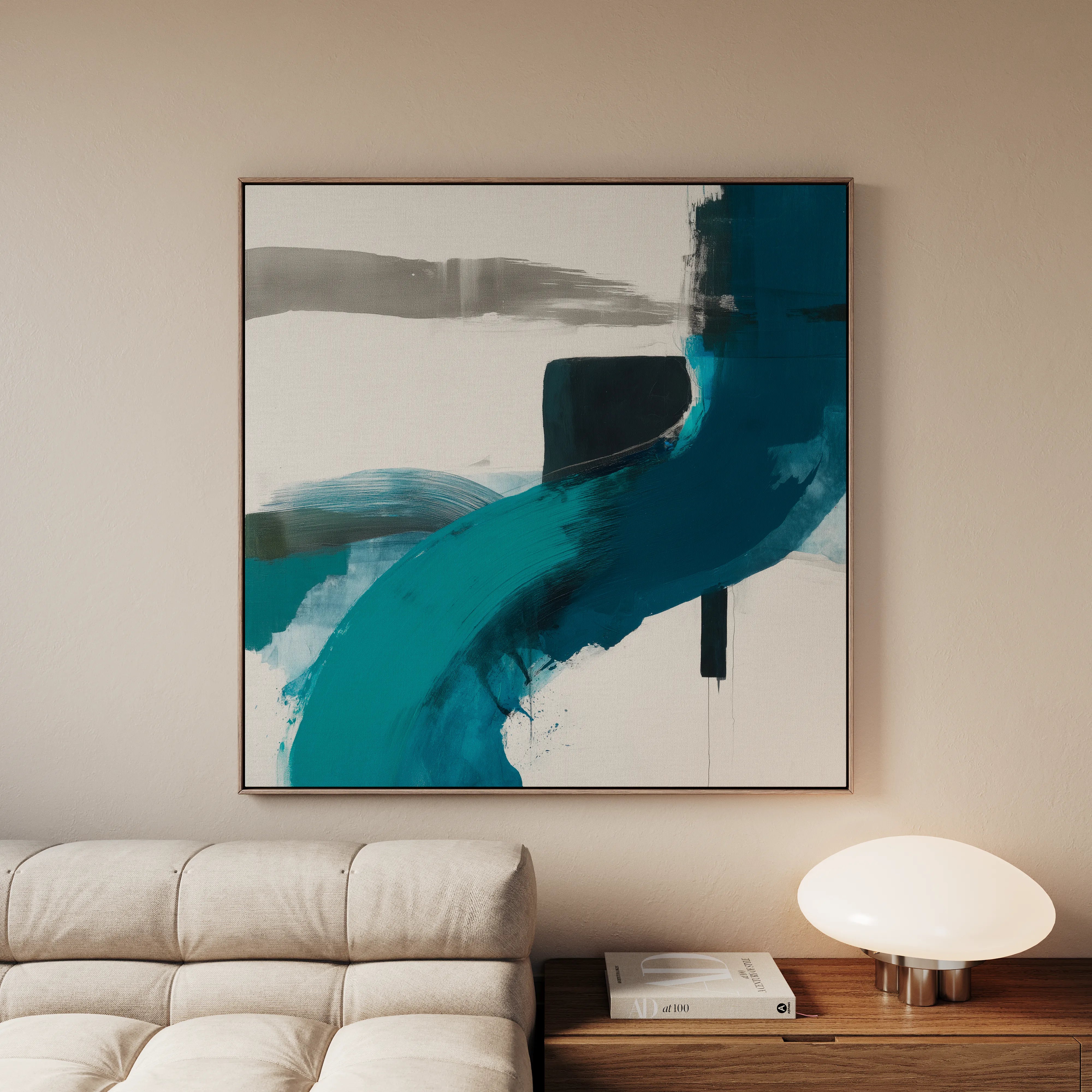 Abstract 1220 Canvas Art 16" x 16" / 40 x 40 cm / Black