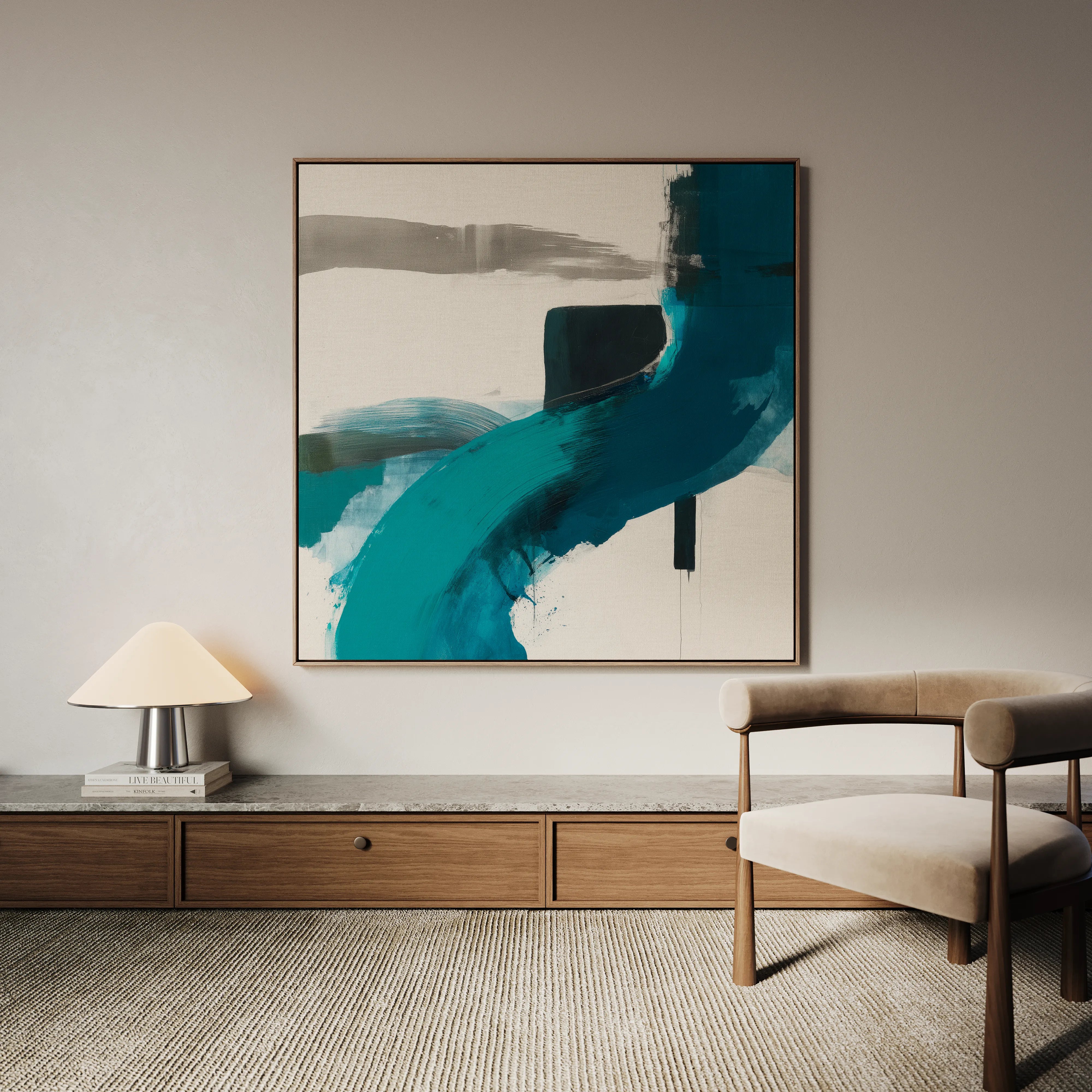 Abstract 1220 Canvas Art 16" x 16" / 40 x 40 cm / Black