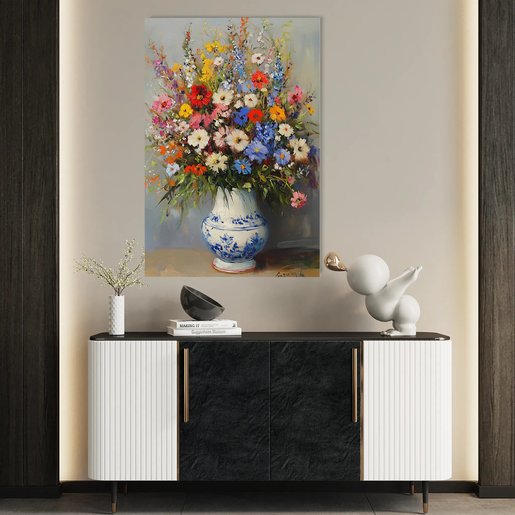Floral 1220 Canvas Art 18" x 24" / 45 x 60 cm / Black