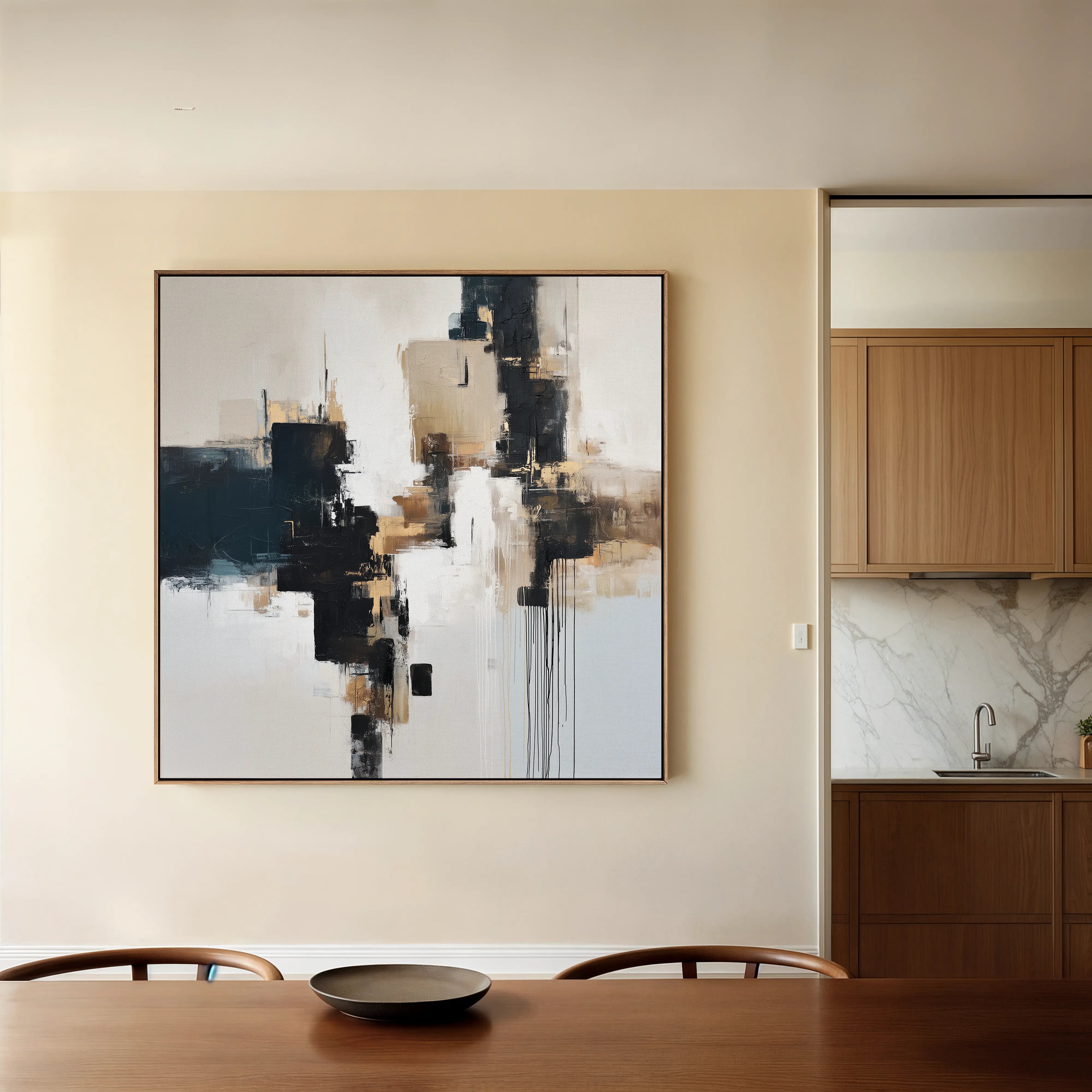 Abstract 1221 Canvas Art 16" x 16" / 40 x 40 cm / Black