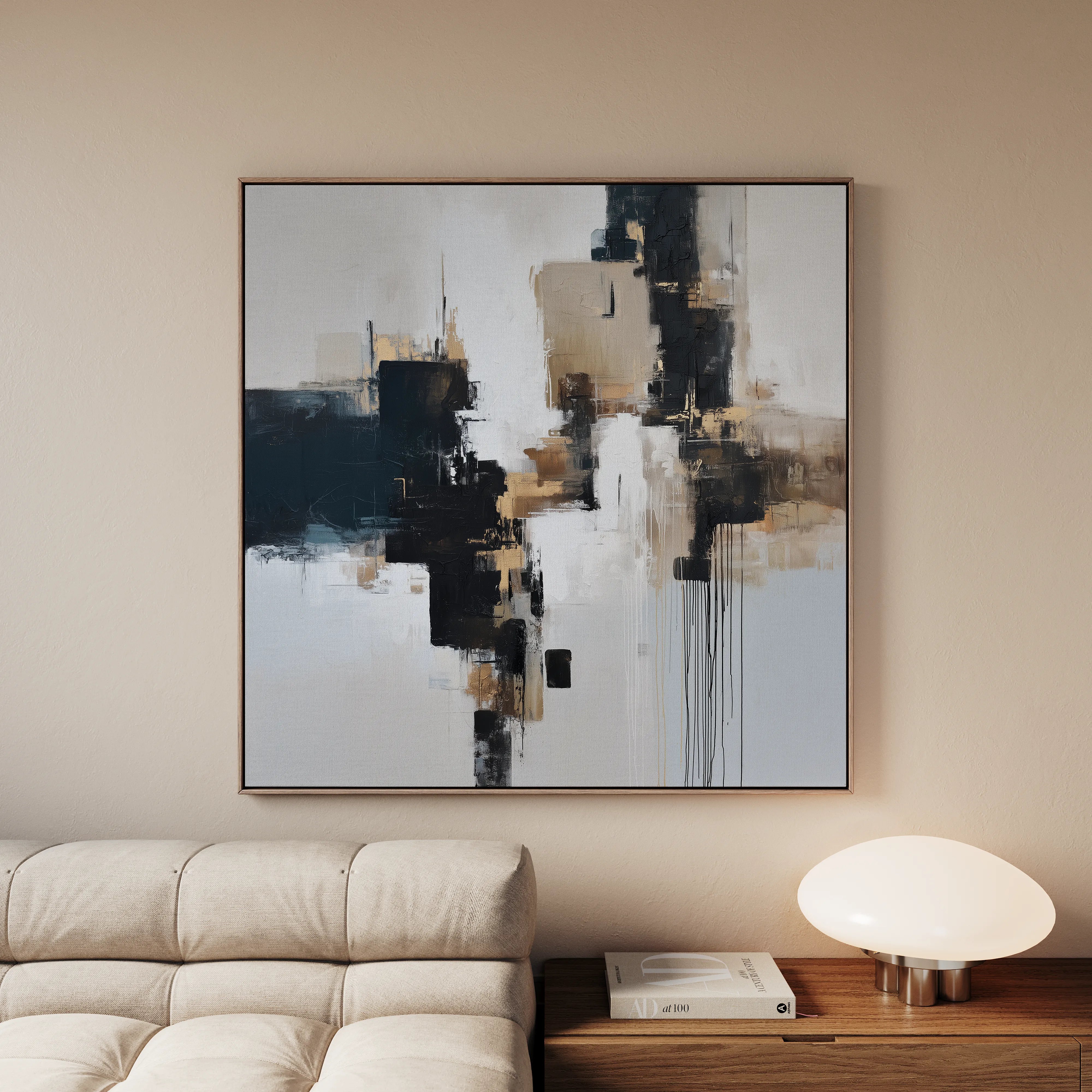 Abstract 1221 Canvas Art 16" x 16" / 40 x 40 cm / Black