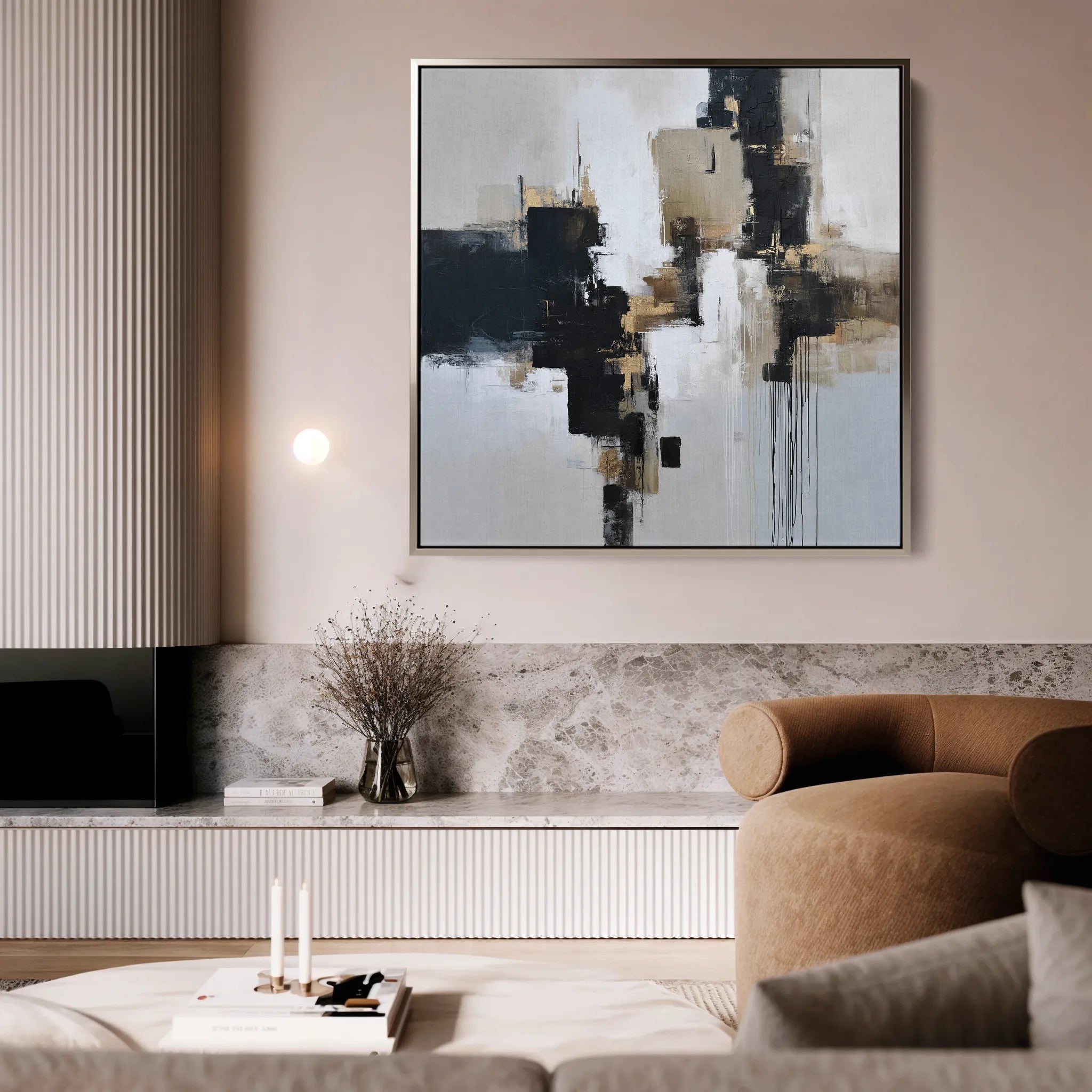 Abstract 1221 Canvas Art 16" x 16" / 40 x 40 cm / Black