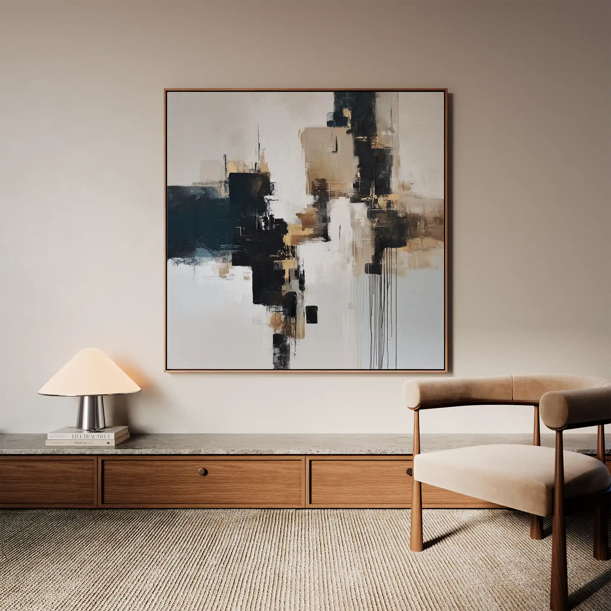Abstract 1221 Canvas Art 60 x 60 cm / Black