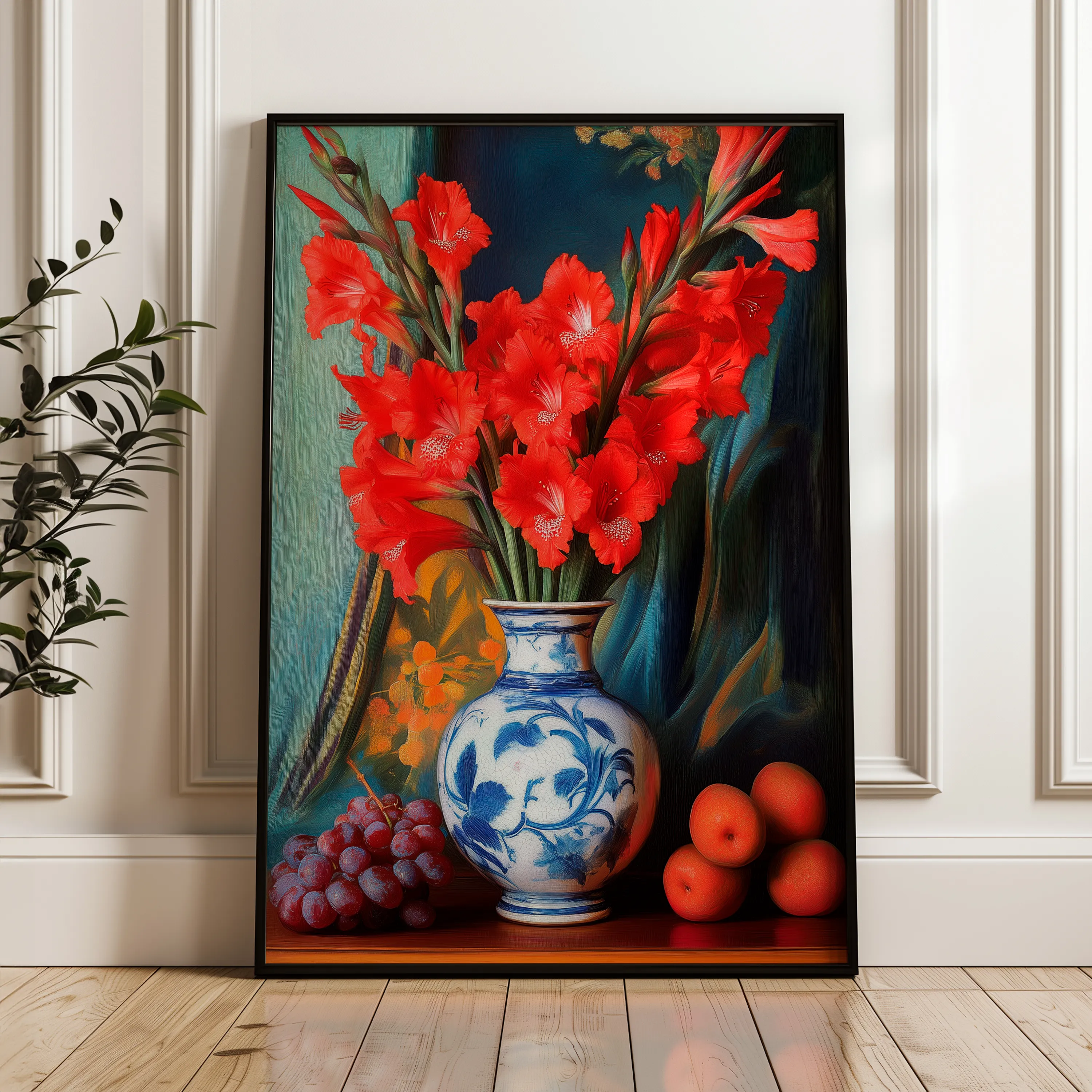 Floral 1221 Canvas Art 18" x 24" / 45 x 60 cm / Black