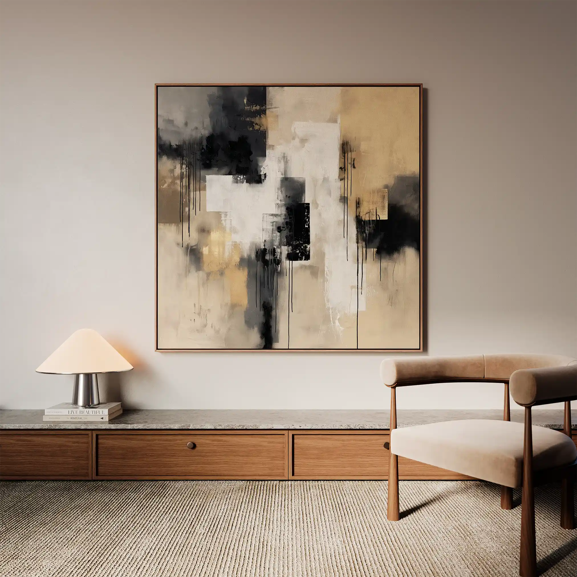 Abstract 1222 Canvas Art 60 x 60 cm / Black