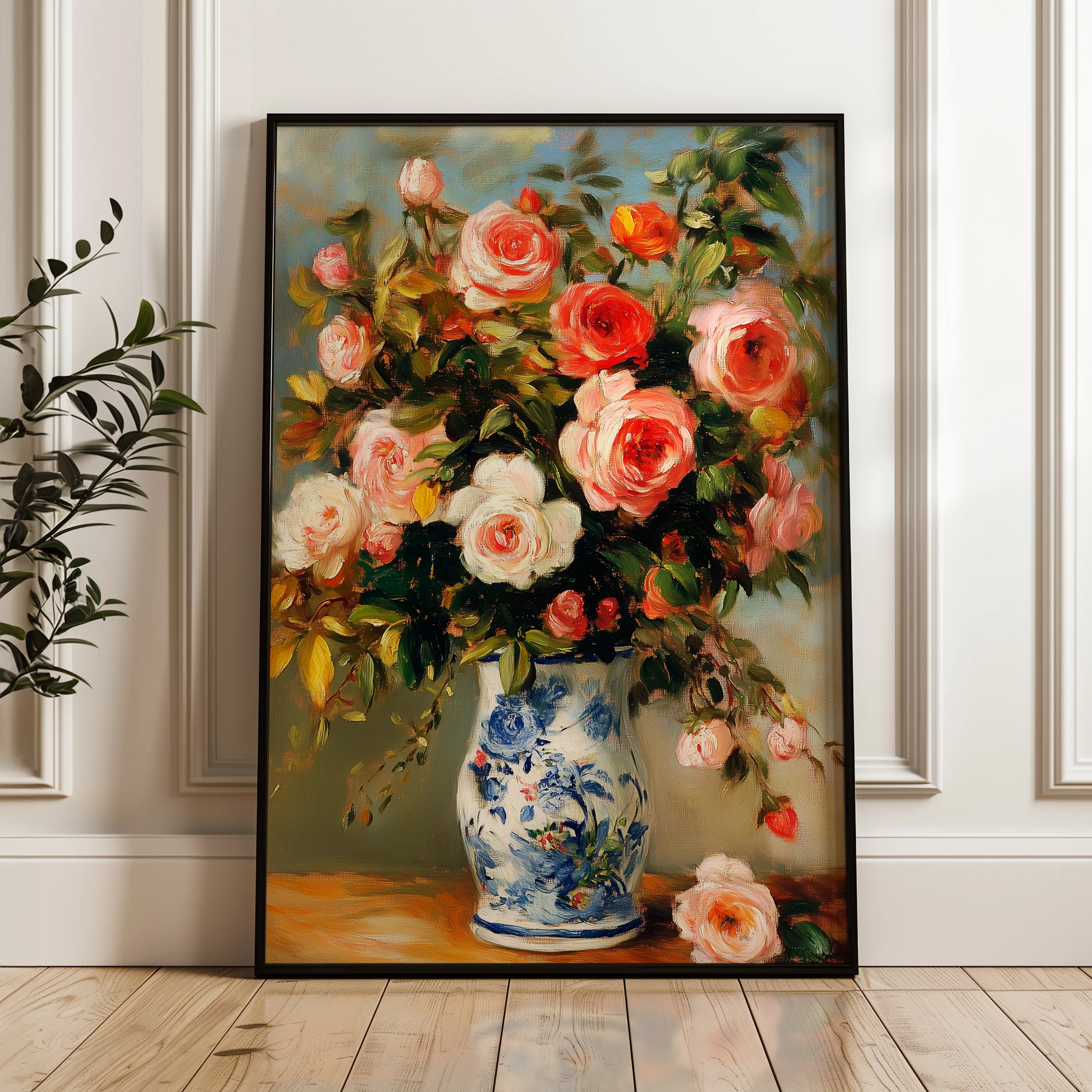 Floral 1222 Canvas Art 18" x 24" / 45 x 60 cm / Black