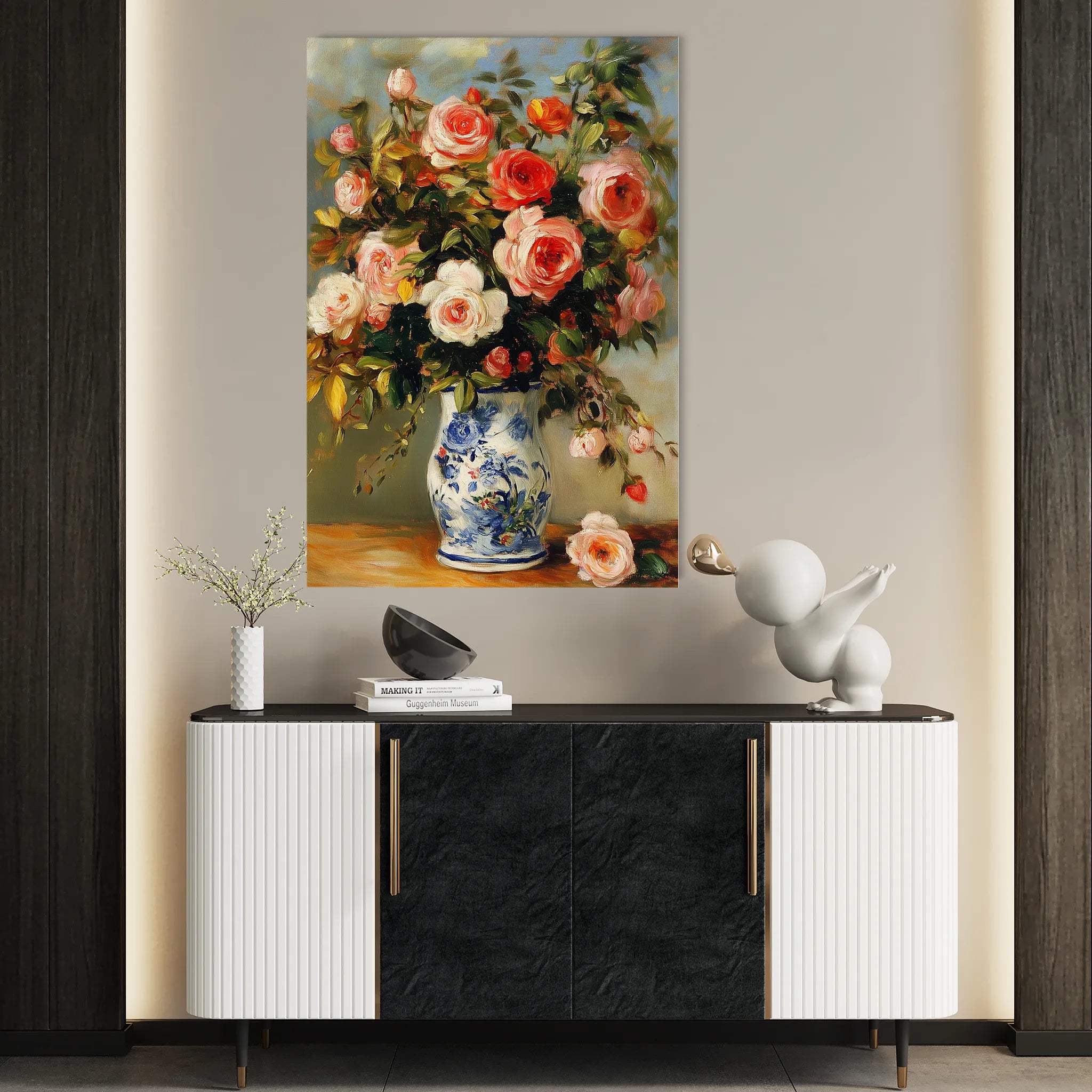Floral 1222 Canvas Art 18" x 24" / 45 x 60 cm / Black