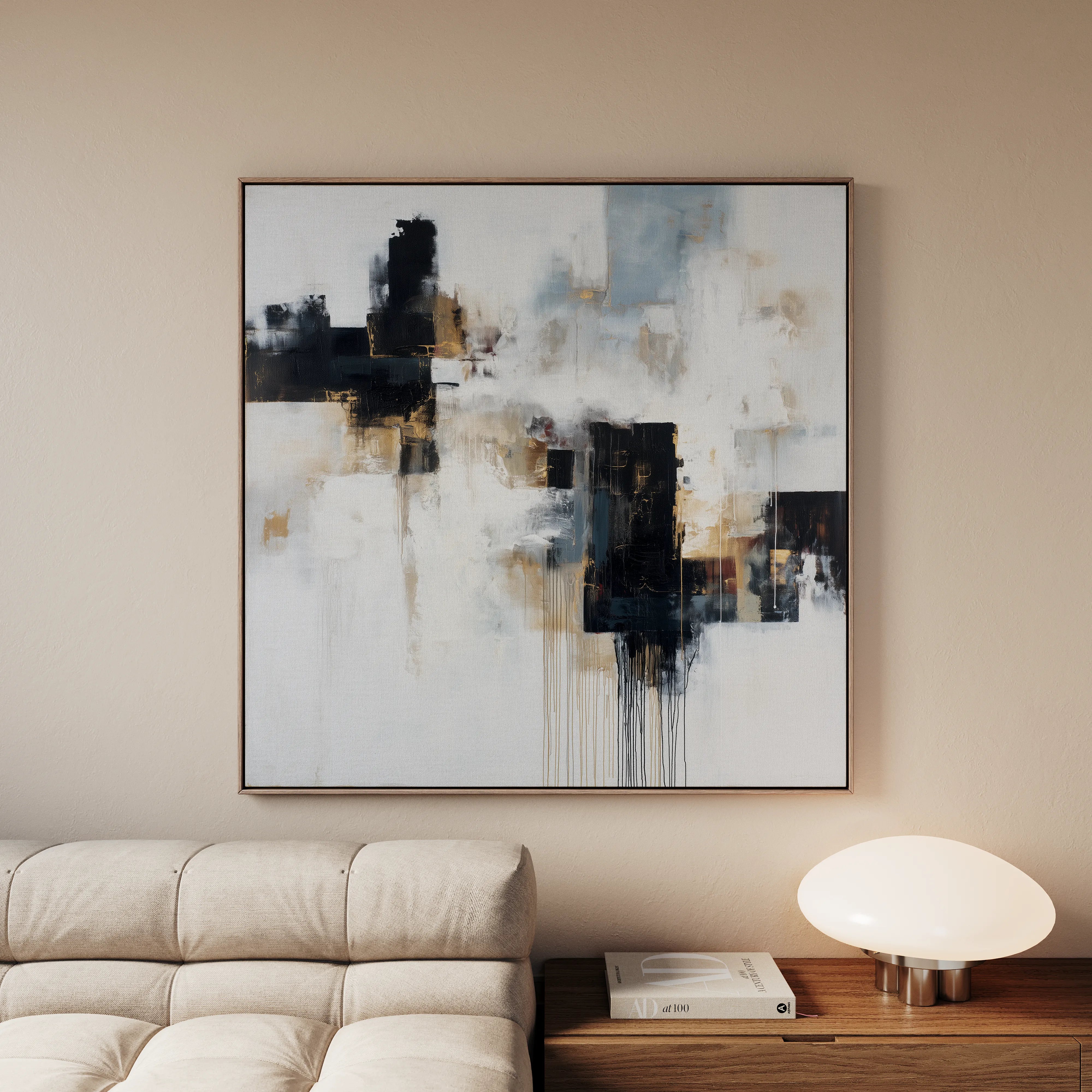 Abstract 1223 Canvas Art 16" x 16" / 40 x 40 cm / Black