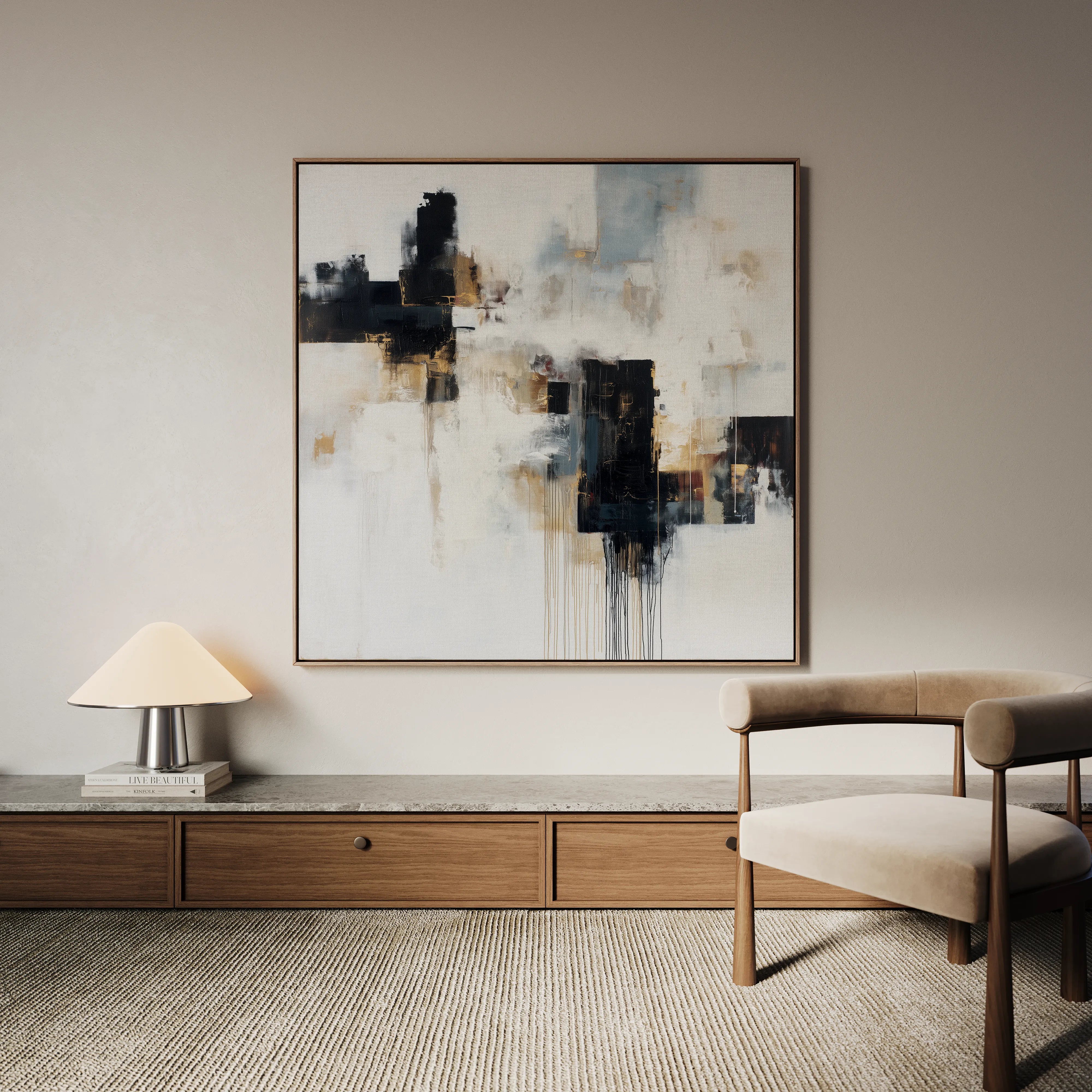 Abstract 1223 Canvas Art 16" x 16" / 40 x 40 cm / Black