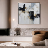 Abstract 1223 Canvas Art 16" x 16" / 40 x 40 cm / Black