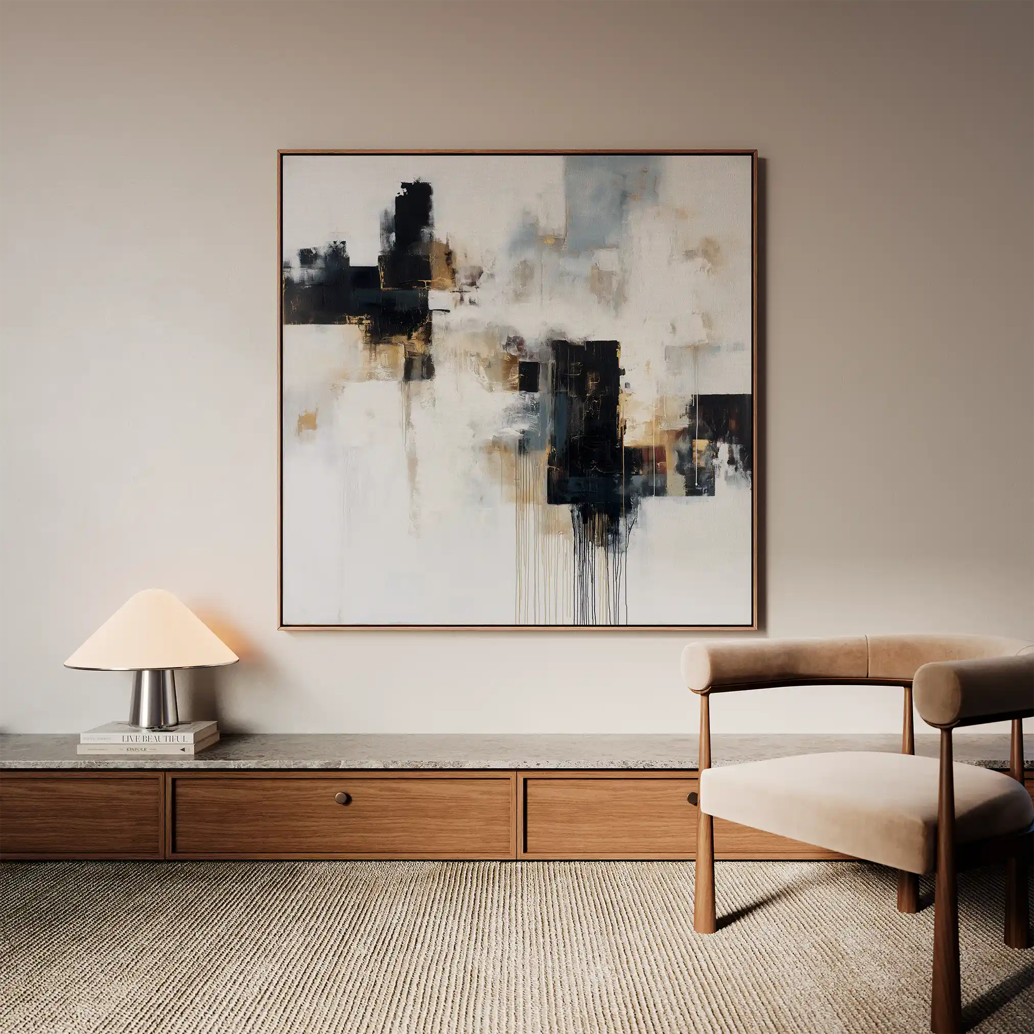 Abstract 1223 Canvas Art 60 x 60 cm / Black