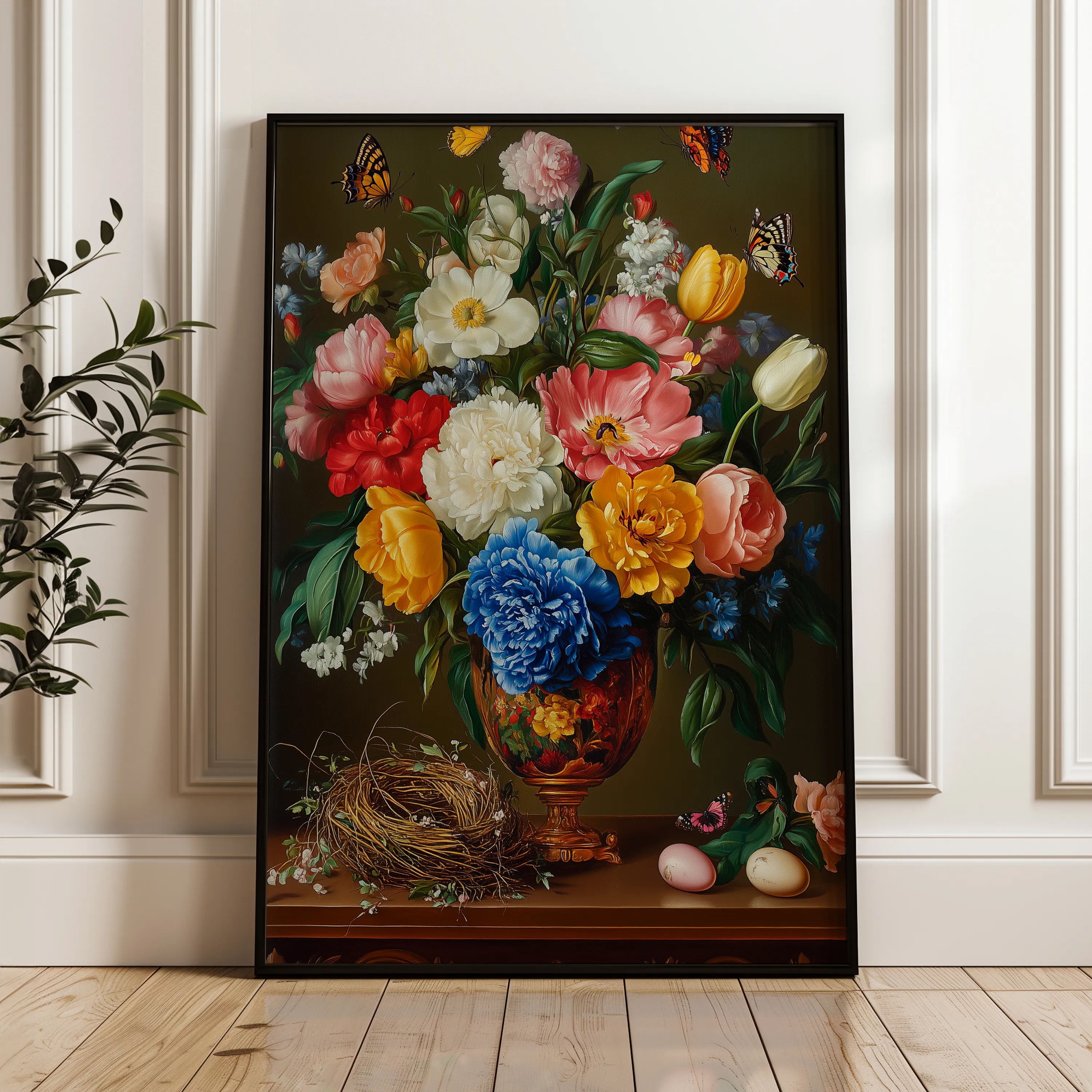 Floral 1223 Canvas Art 18" x 24" / 45 x 60 cm / Black