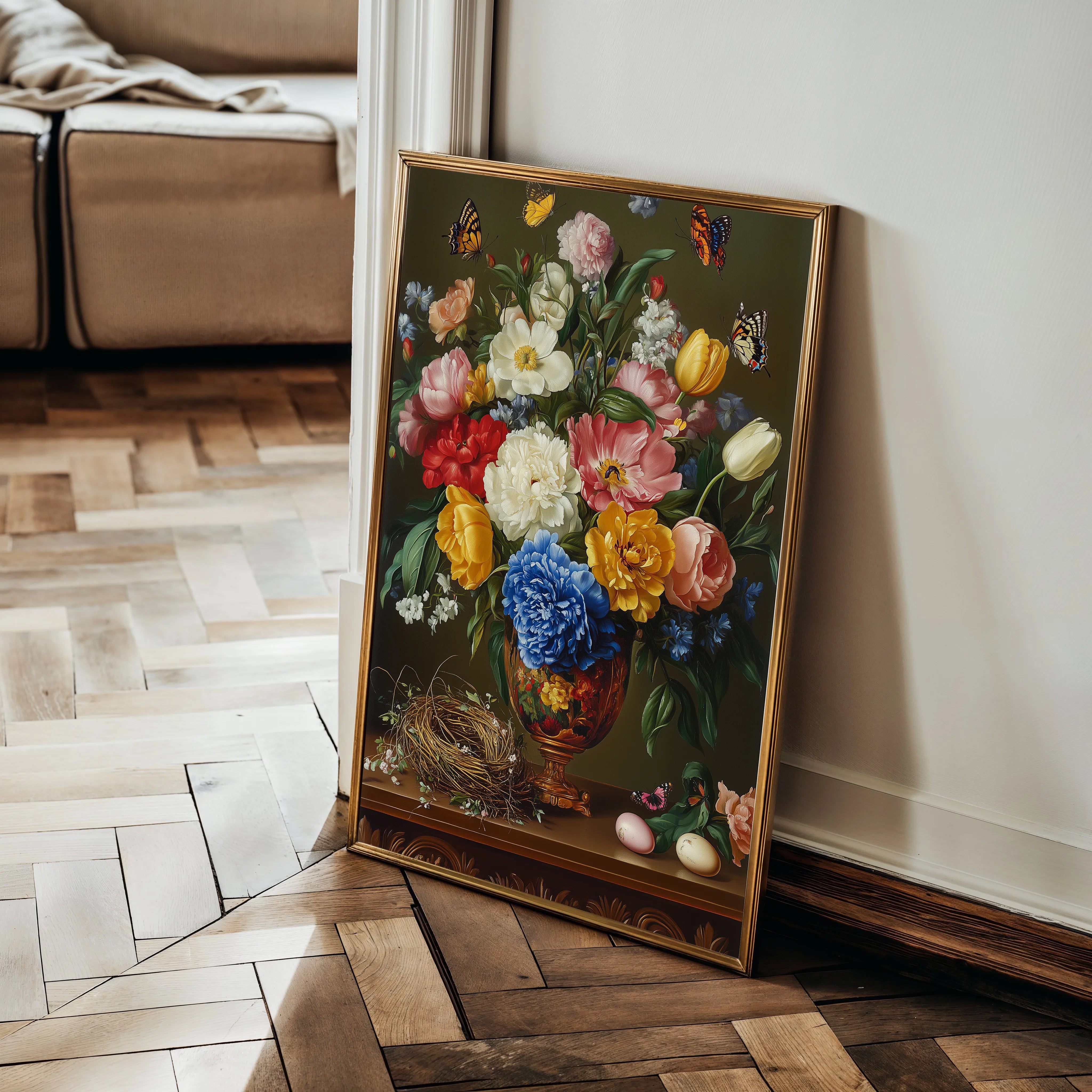 Floral 1223 Canvas Art 18" x 24" / 45 x 60 cm / Black