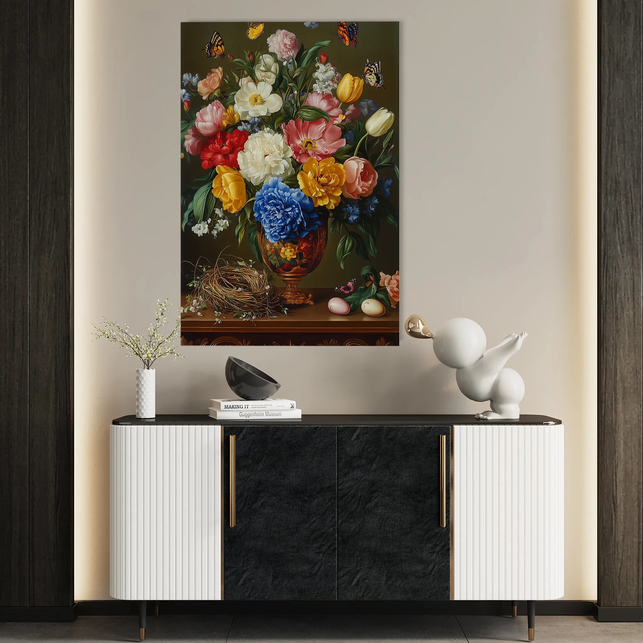Floral 1223 Canvas Art 18" x 24" / 45 x 60 cm / Black